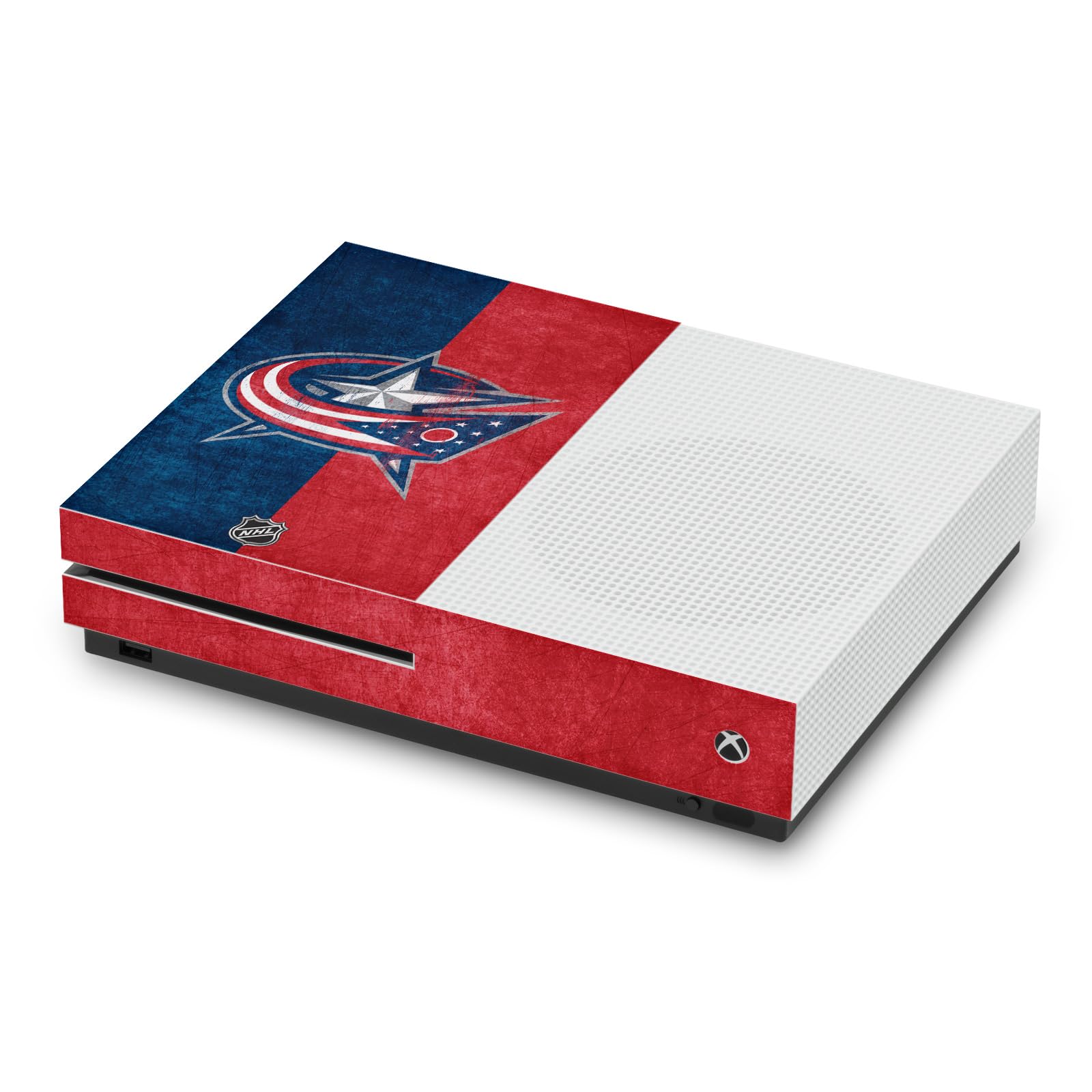 Official NHL Licensed Columbus Blue Jackets Distressed Half-Skin Vinyl Gaming Decal Sticker Cover Compatible with Xbox One S Console - Perfect for Gamers & Hockey Fans, Great Gift for Game Nights & Sports Enthusiasts