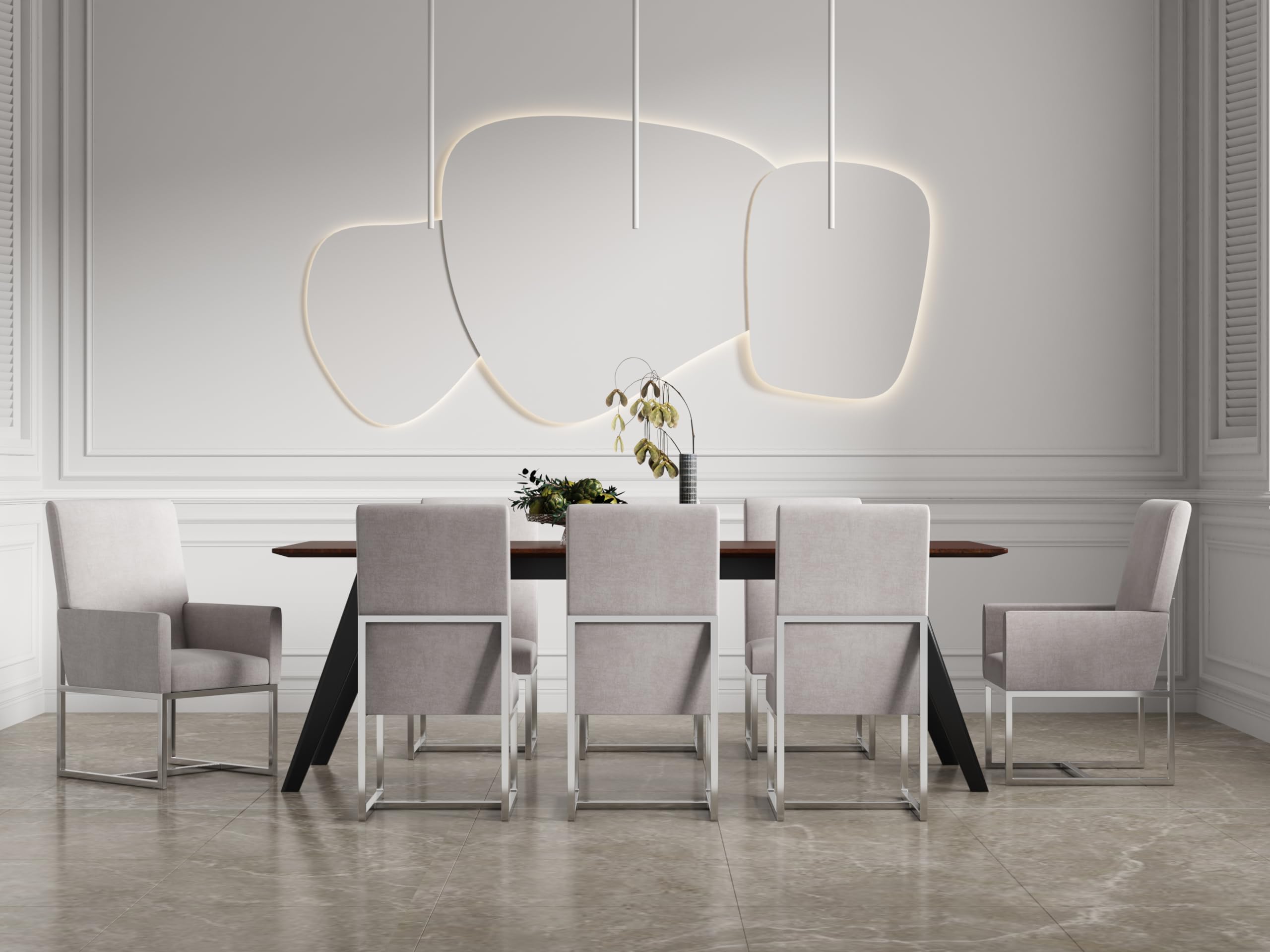 Modern Velvet Dining Chairs with High-Density Foam & Chrome Stainless Steel Frame - High-Back Fully Assembled Industrial Chic Accent Furniture (Set of 1, Champagne) - Perfect for Dining Rooms, Kitchens, and Contemporary Home Decor
