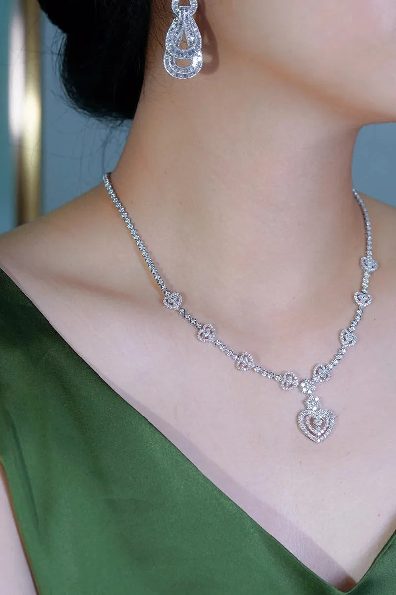 18K White Gold Vintage Palace Style Diamond Necklace for Women - 5.3 Carat Real Natural Diamond Wedding Jewelry | Perfect for Bridal, Anniversary, and Special Occasion Gifts