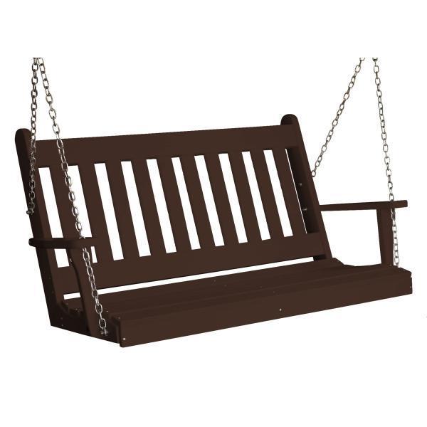 A&L Furniture Poly Traditional English Swing - Classic Outdoor Porch Swing for Garden, Patio, and Backyard Relaxation