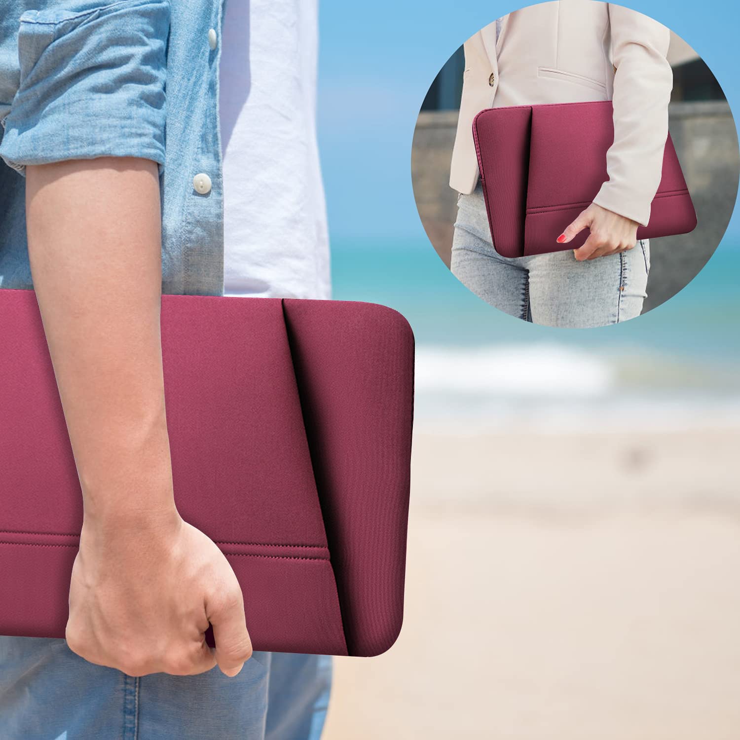 Upgraded 14 Inch Laptop Sleeve for MacBook Pro 2024 - Waterproof Protective Case Compatible with 13.3-14 Inch MacBook Pro/Air (Rose) | Perfect for Business Travel, Commuting & College Use