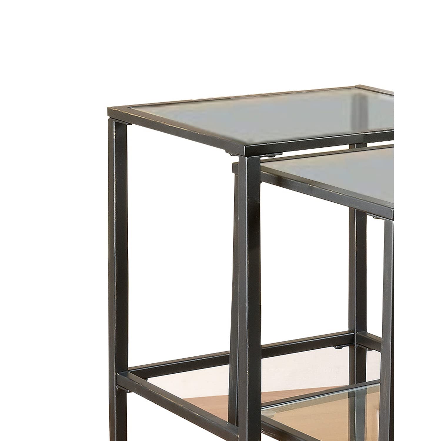 Benzara Modern End Table - Black & Clear Glass Accent Table for Living Room, Bedroom, or Office | Stylish Side Table with Sleek Design for Home Decor