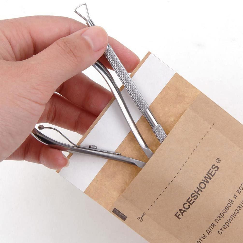 30PCS Self-Sealing Sterilization Pouches - Disposable Kraft Paper Bags for Nail Art Tools, Dental Instruments & Beauty Supplies | Perfect for Salon, Clinic & Home Use