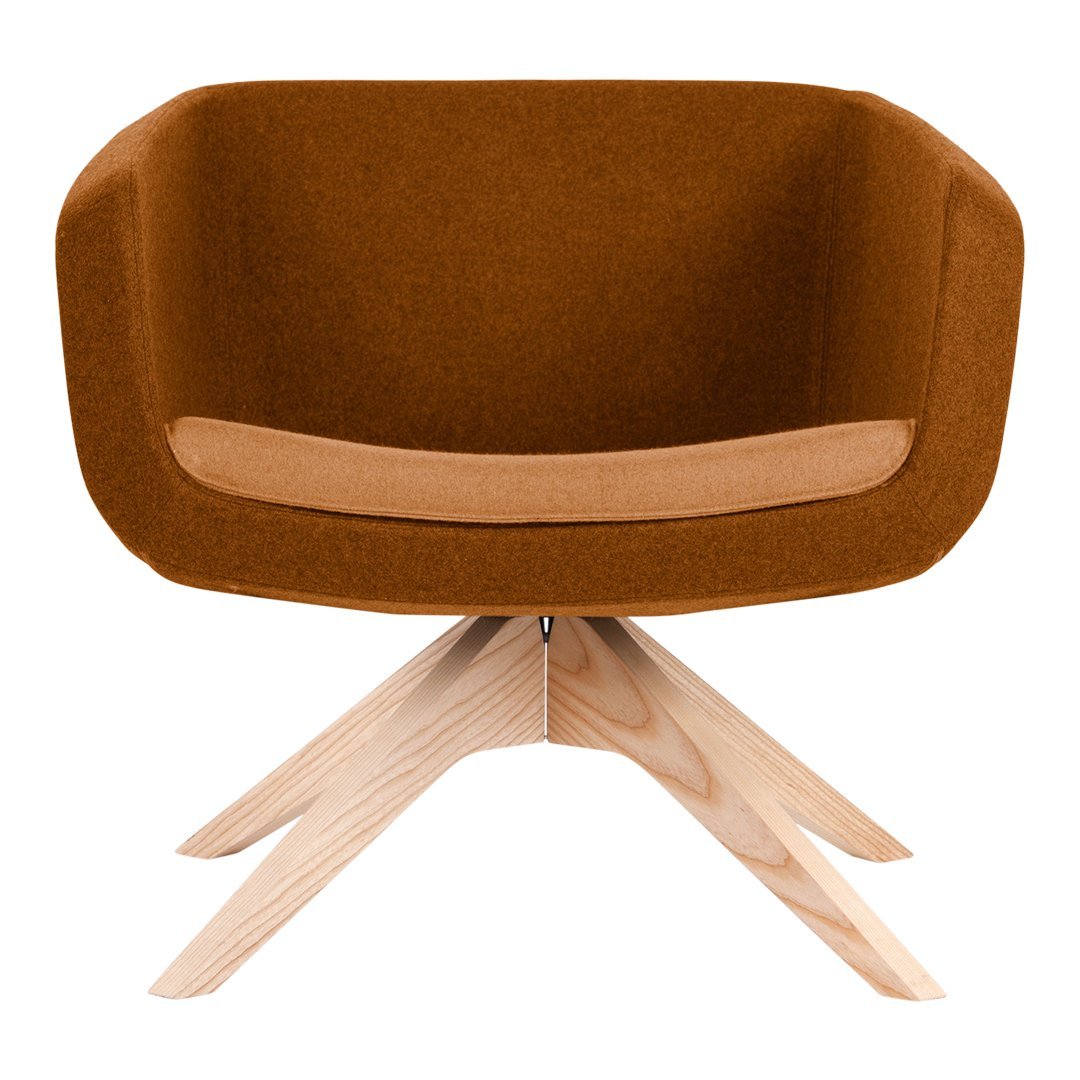 Arca 5099 Small Armchair with Wood Swivel Base - Compact Modern Lounge Chair for Living Room, Bedroom or Office - Perfect for Small Spaces and Reading Nooks