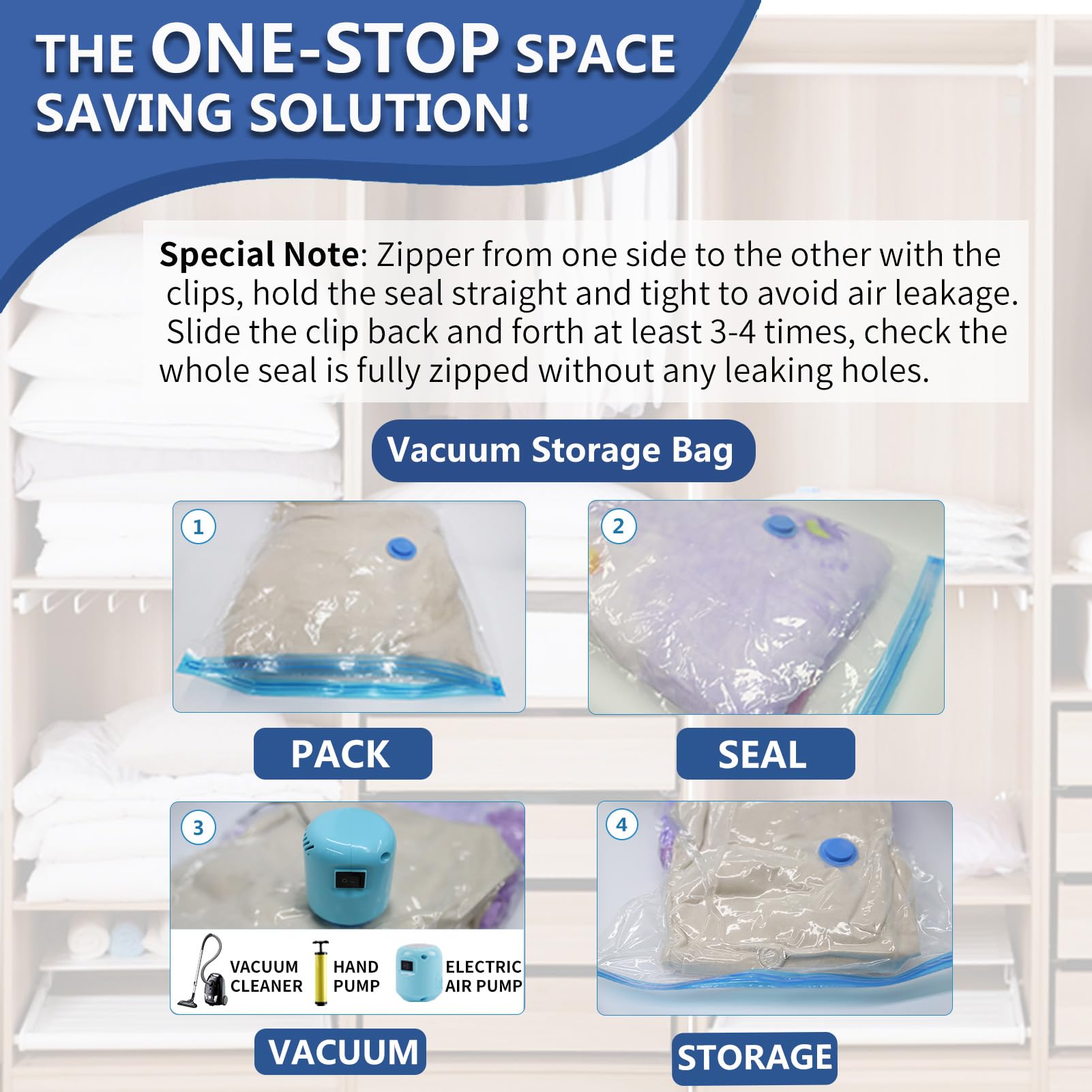 20 Pack Vacuum Storage Bags with Electric Pump - Space Saver Compression Bags (10 Medium & 10 Small) for Comforters, Blankets & Clothes - Travel & Home Organization Essentials - Perfect for Seasonal Storage & Moving