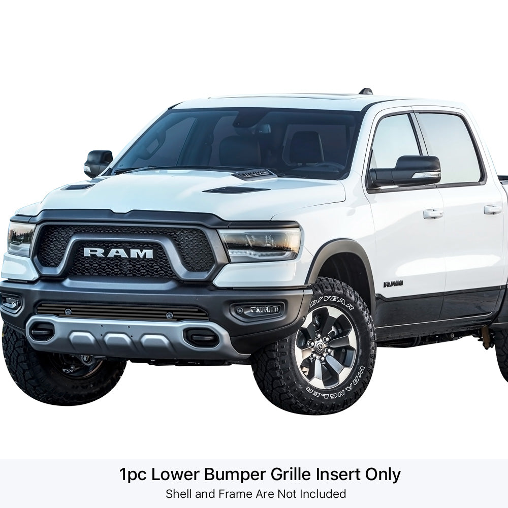 APS Black Stainless Steel Lower Billet Grille with Front Sensor for 2019-2024 Ram 1500 | Heavy-Duty Protection & Stylish Upgrade for Truck Enthusiasts