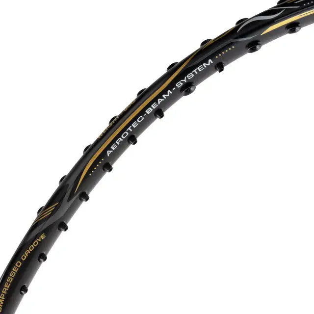 Li Ning G Force Superlite Max 10 Badminton Racket - Prestrung with High Tension, Lightweight Carbon Fiber Shaft (Black/Gold/White) | Professional Tournament Grade | Perfect for Competitive Play & Training Sessions