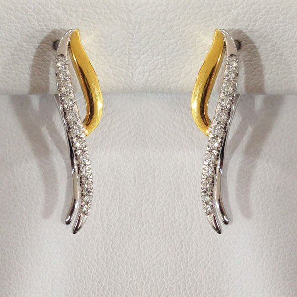 14K Two-Tone Diamond Stud Earrings for Women - Elegant & Timeless Jewelry Gift for Wedding, Anniversary & Special Occasions