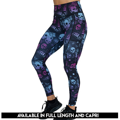 Pretty Deadly Leggings - High Waisted Yoga Pants for Women | Vibrant Printed Workout Leggings | Perfect for Gym, Running & Lounge Wear