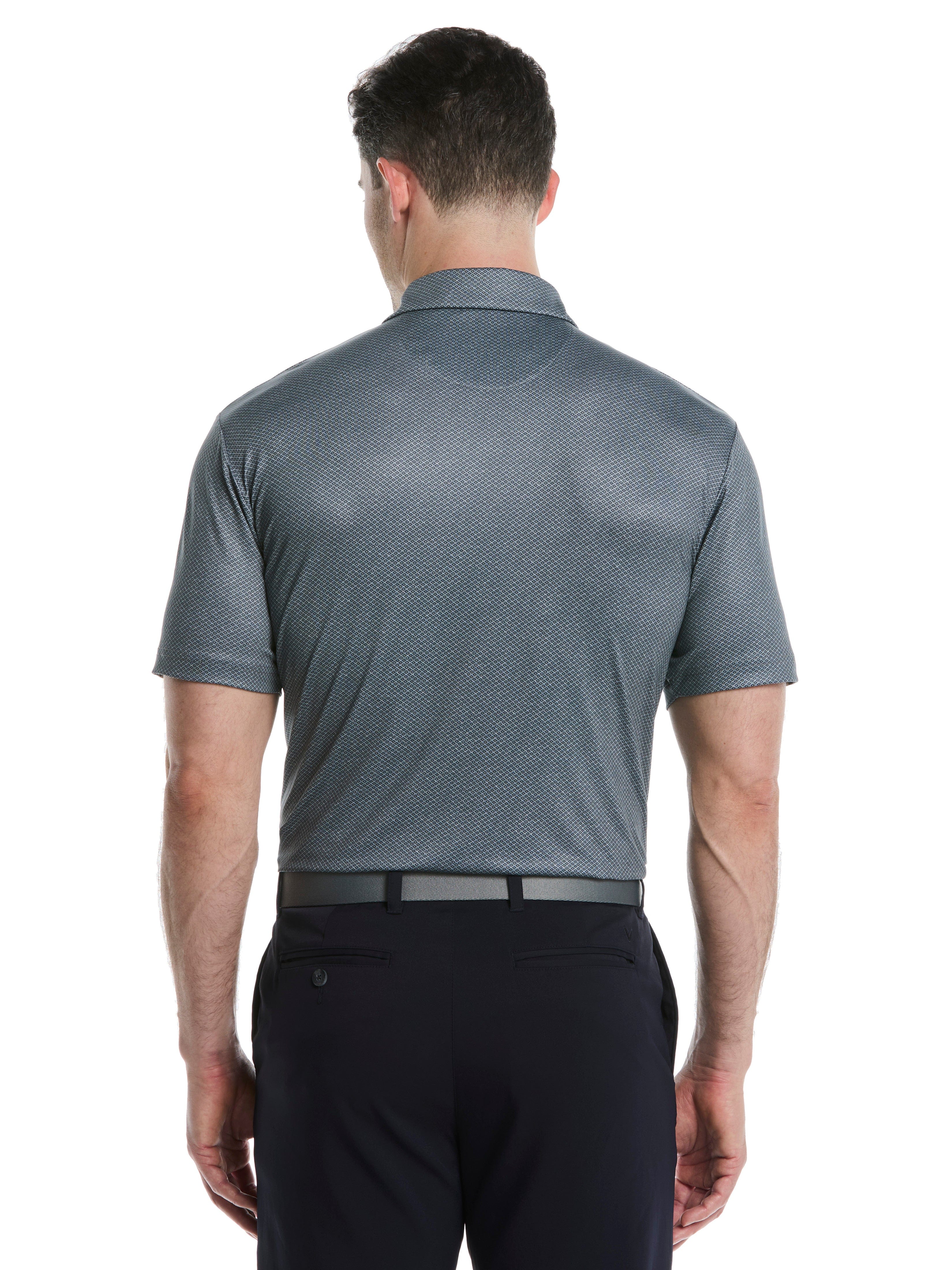 Men's Heather Geo Print Golf Polo Shirt - Breathable & Stylish for Golf, Casual Wear & Outdoor Activities