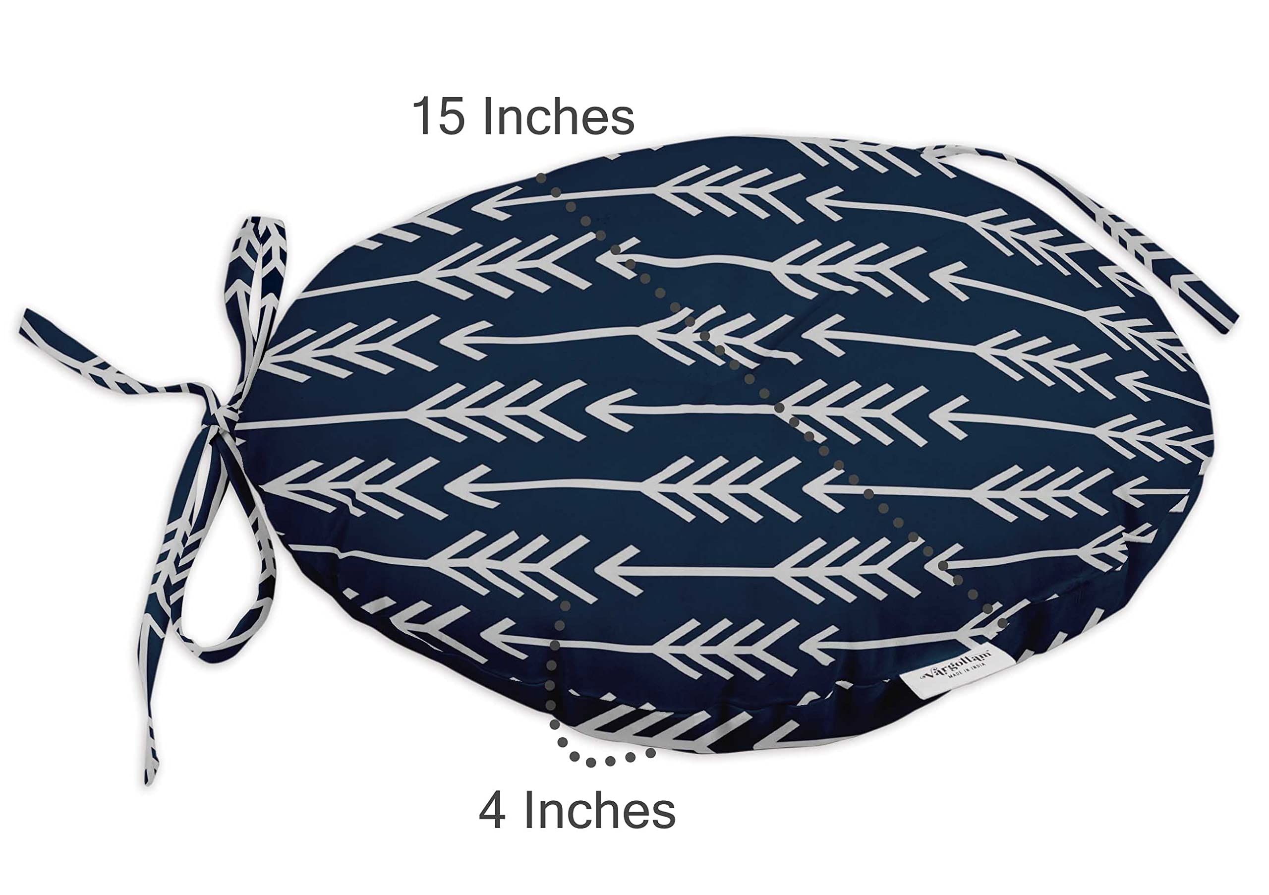 Waterproof 15-Inch Round Bistro Chair Cushions Set of 2 - Indoor/Outdoor Block Print Seat Pads for Patio, Cafe, Restaurant & Home Office (Blue) - Perfect for Dining Sets, Garden Furniture & Commercial Use