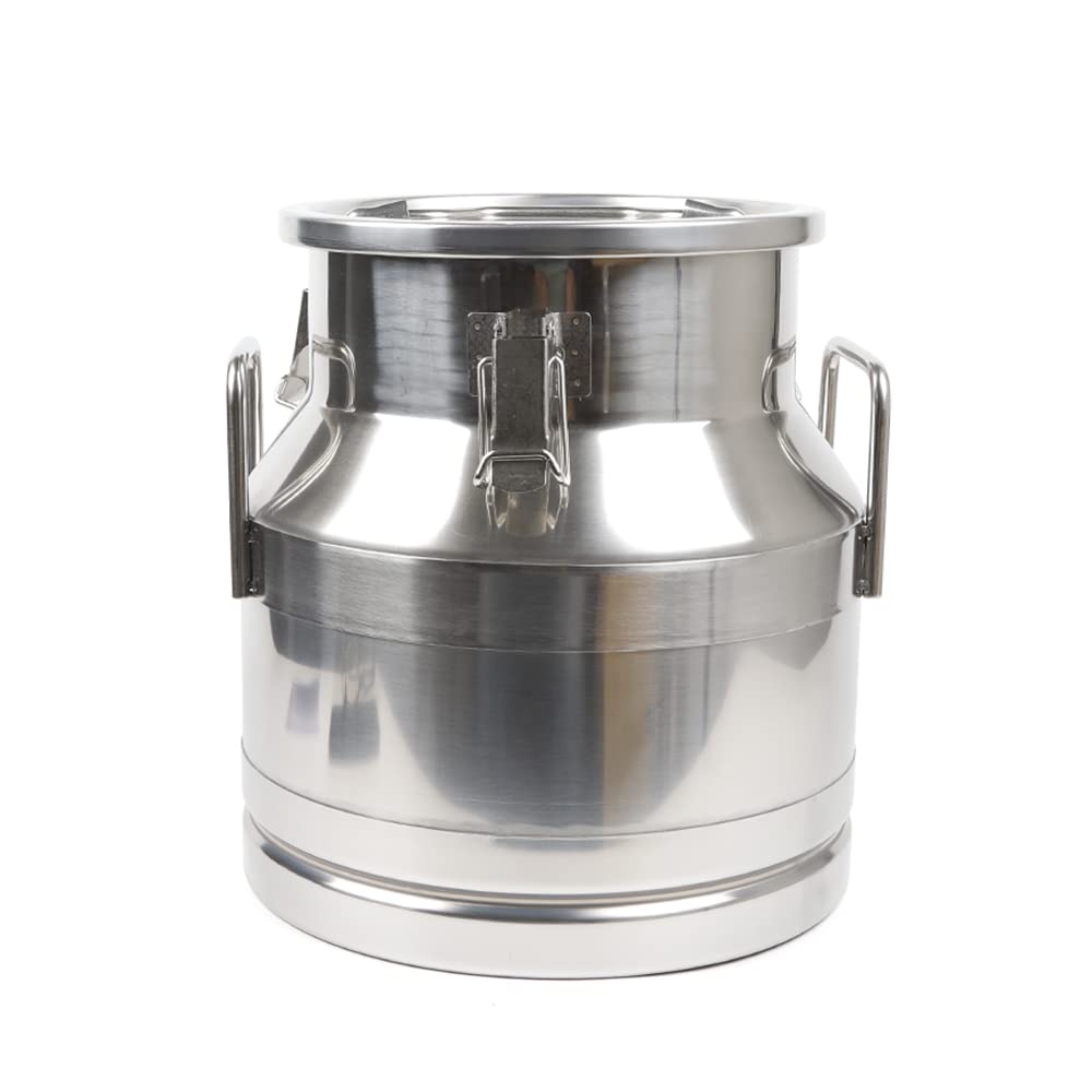 20L Stainless Steel Milk Can & Wine Pail with Airtight Silicone Lid - Heavy Duty Food Grade Container for Milk, Wine, Brewing, and Storage - Perfect for Dairy Farms, Vineyards, Home Brewing, and Commercial Use