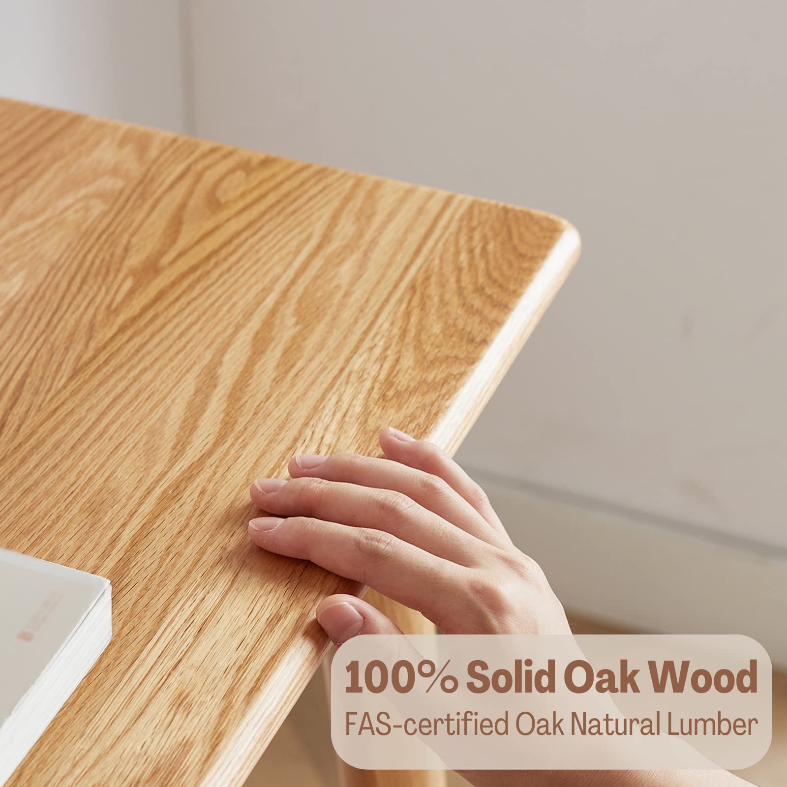 Solid Oak Wood Office Desk with Drawers - 31.5