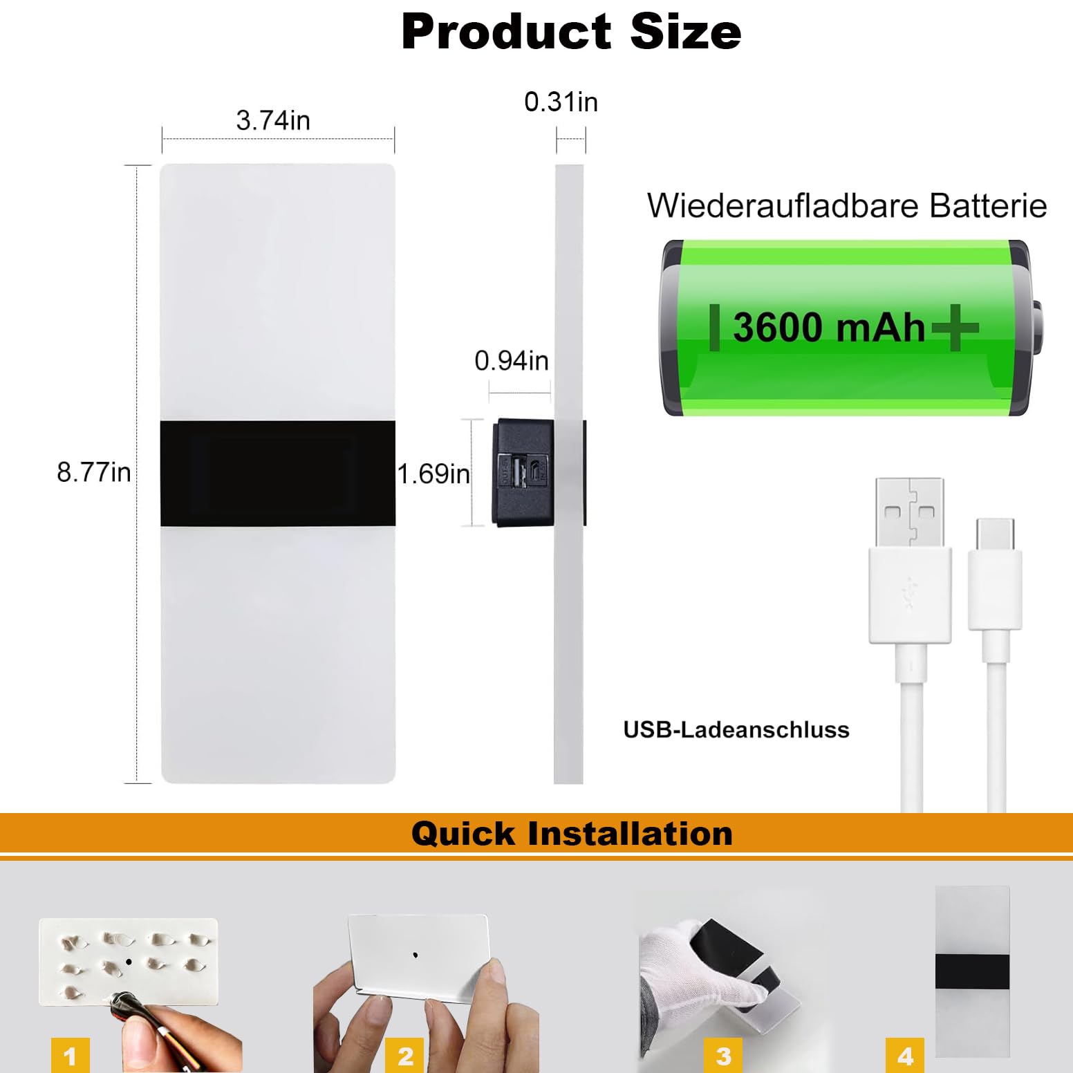 Rechargeable LED Wall Sconce Set of 2 - Battery Operated Touch Control Dimmable Wireless Wall Lights with Magnetic Mount, Modern Bedside Lamps for Bedroom, Living Room, Hallway & Home Decor | Perfect for Night Reading, Ambient Lighting and Space-Saving Wall Decor