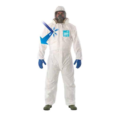Ansell AlphaTec 2000 Comfort Coverall with Collar - Breathable SMS Back Panel - White Disposable Protective Suit - Size 2XL (Pack of 25) - Ideal for Healthcare, Laboratory & Industrial Safety Use