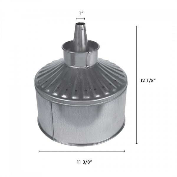 Funnel King 94469 12 Quart Fluted Galvanized Funnel with Skirt & Screen - 11 Inch Center Spout for Automotive, Industrial & Home Use - Heavy Duty Oil, Fuel & Liquid Transfer