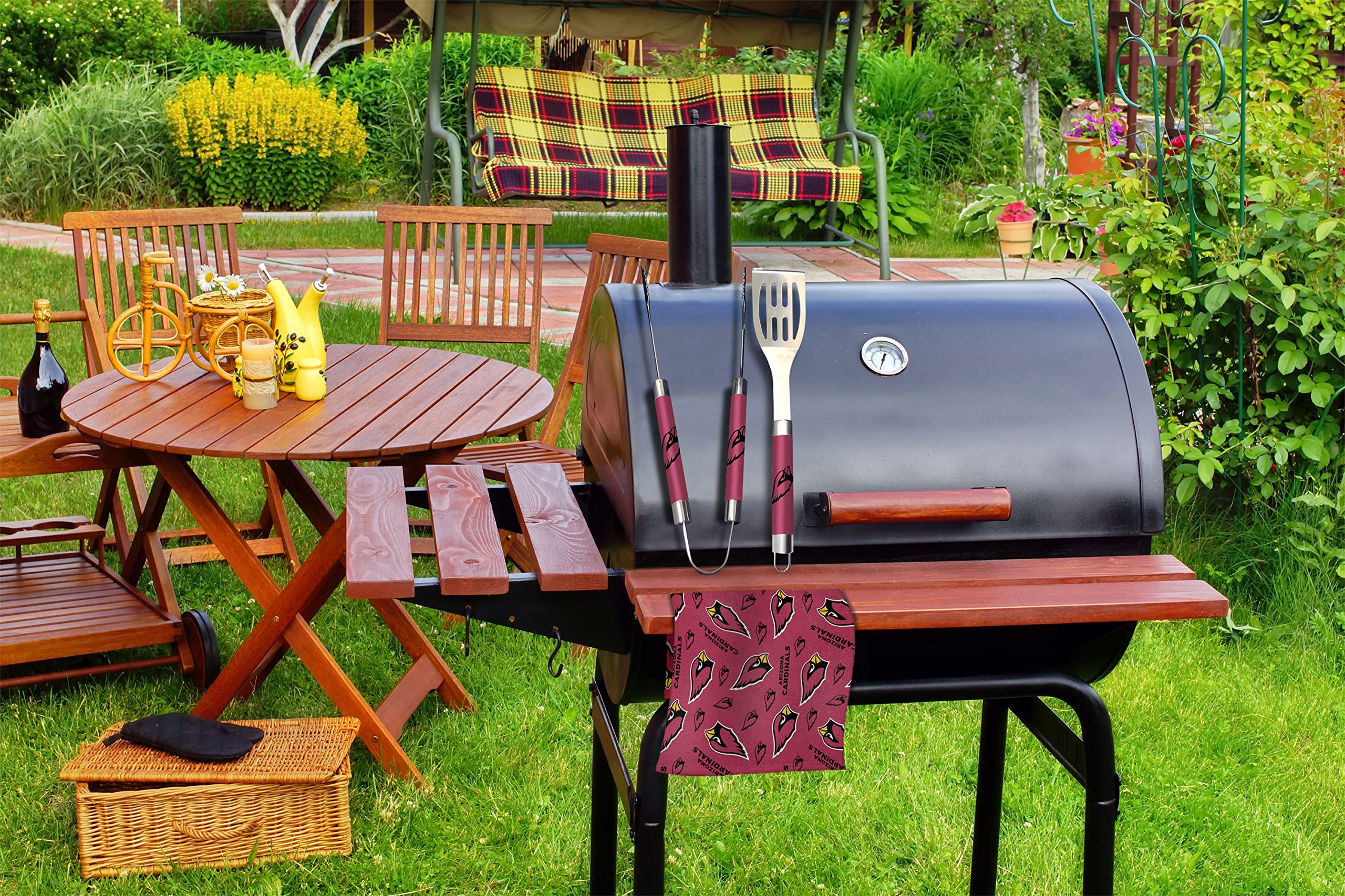 NFL Team Color BBQ Grill Set - 3-Piece Spatula, Tongs & Logo Towel for Outdoor Cooking, Tailgating & Game Day Parties