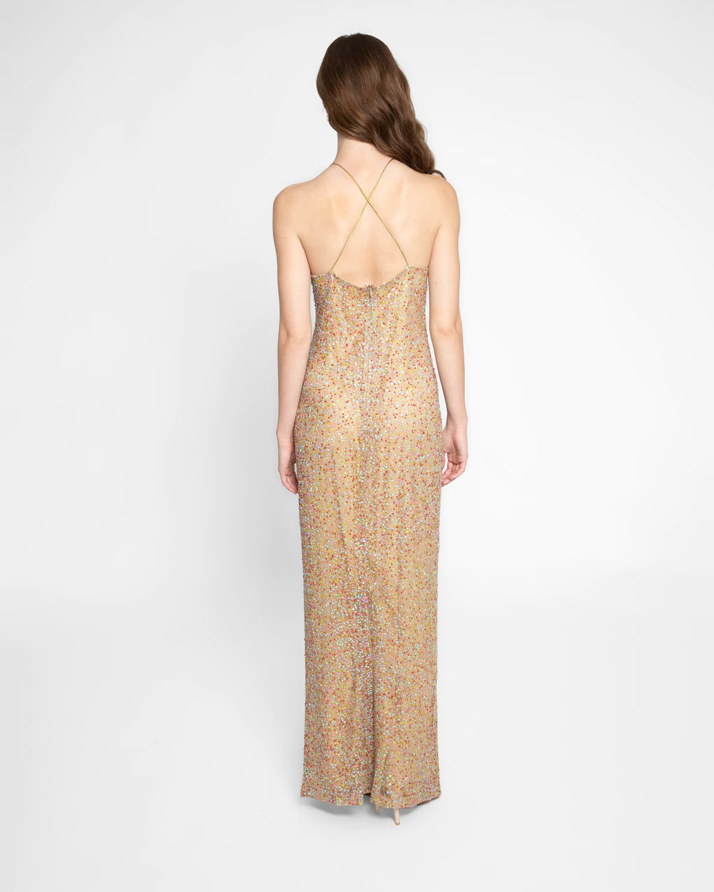 Sparkly Embellished Sequin Evening Gown for Women - Multicolor Glamorous Dress for Prom, Party & Special Occasions