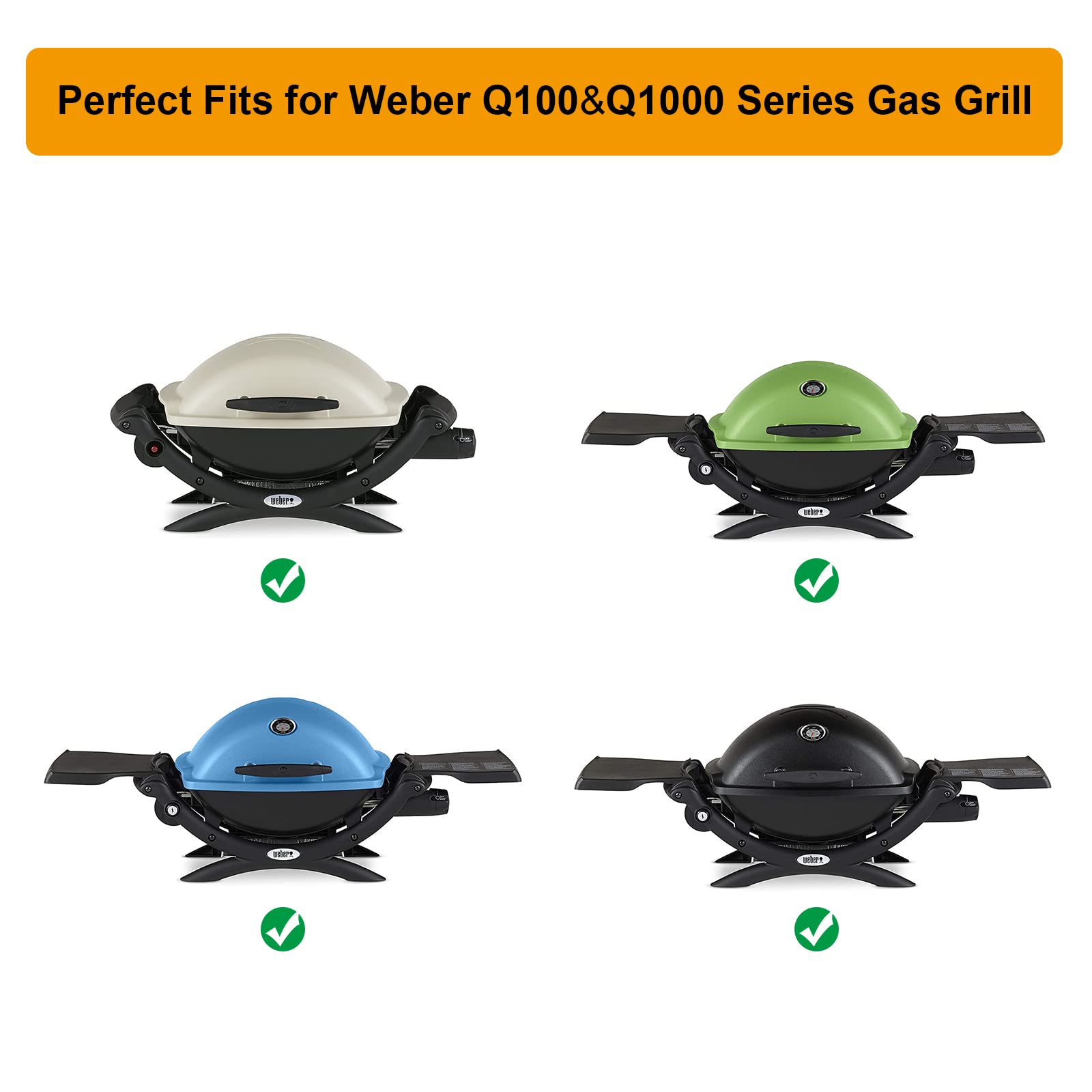 Weber Q100 Q120 Q140 Q1000 Q1200 Q1400 Series Cast Iron Grill Griddle - Heavy Duty BBQ Cooking Accessories for Outdoor Grilling, Camping & Backyard Parties