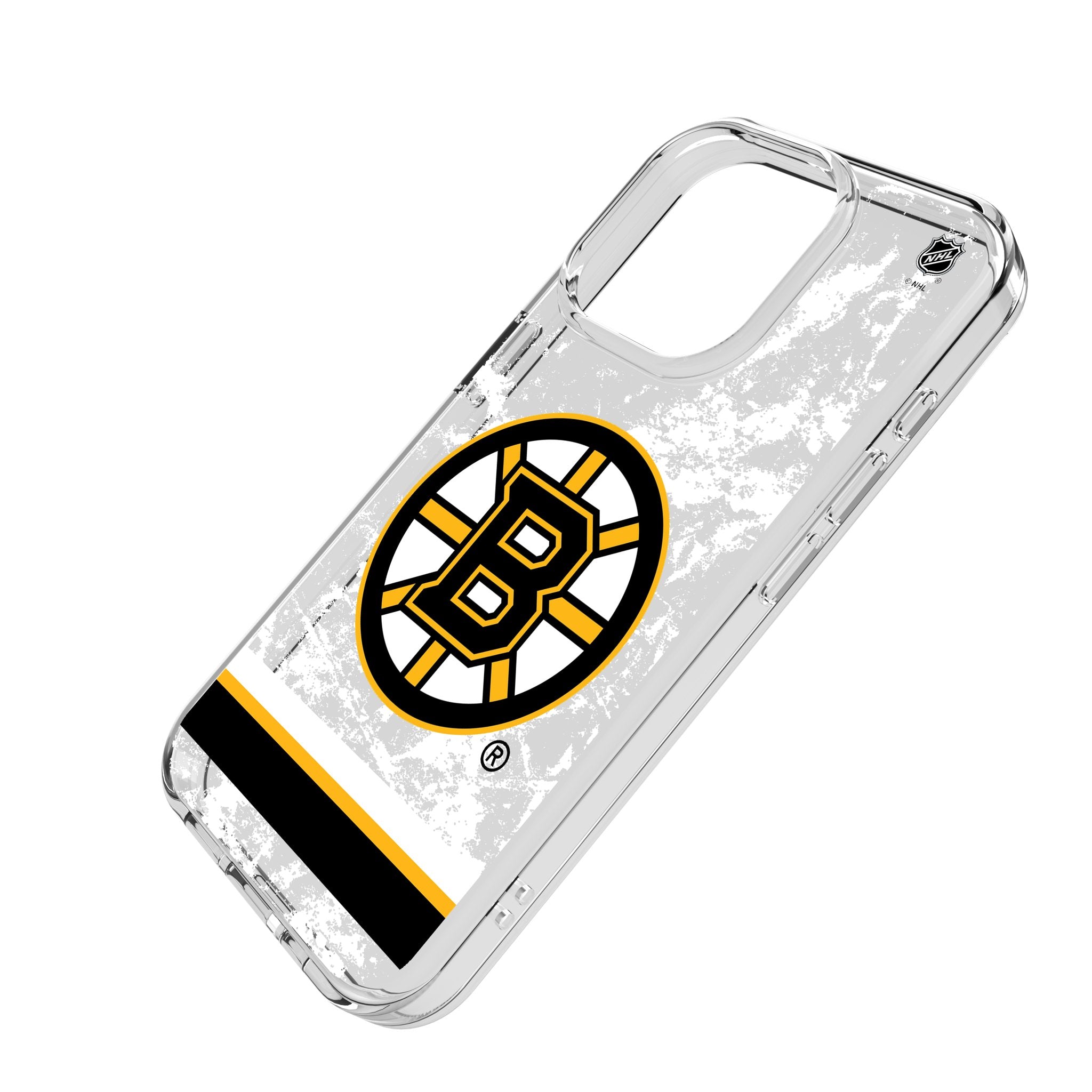 Boston Bruins Ice Stripe Clear Phone Case for iPhone 14/13/12/11 Pro Max - Shatterproof Protective Cover with Team Logo - Perfect for Hockey Fans & Game Day Accessories