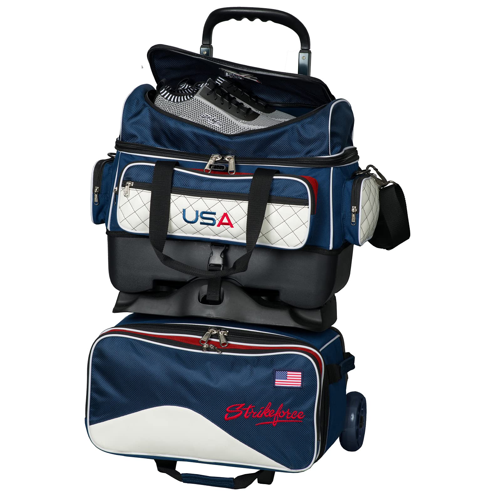 Strikeforce Royal Flush 4-Ball Roller Bowling Bag for Adults - Durable & Spacious Design for League Play & Tournaments - Perfect for Bowling Enthusiasts in USA