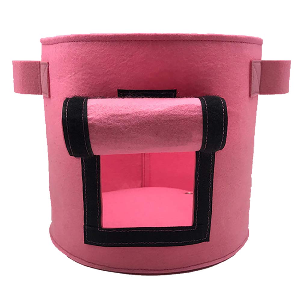 Newrys 5-Pack Pink Felt Grow Bags for Vegetables, Potatoes & Plants - Breathable Fabric Plant Pots with Handles for Indoor/Outdoor Gardening, Seed Starting & Container Planting