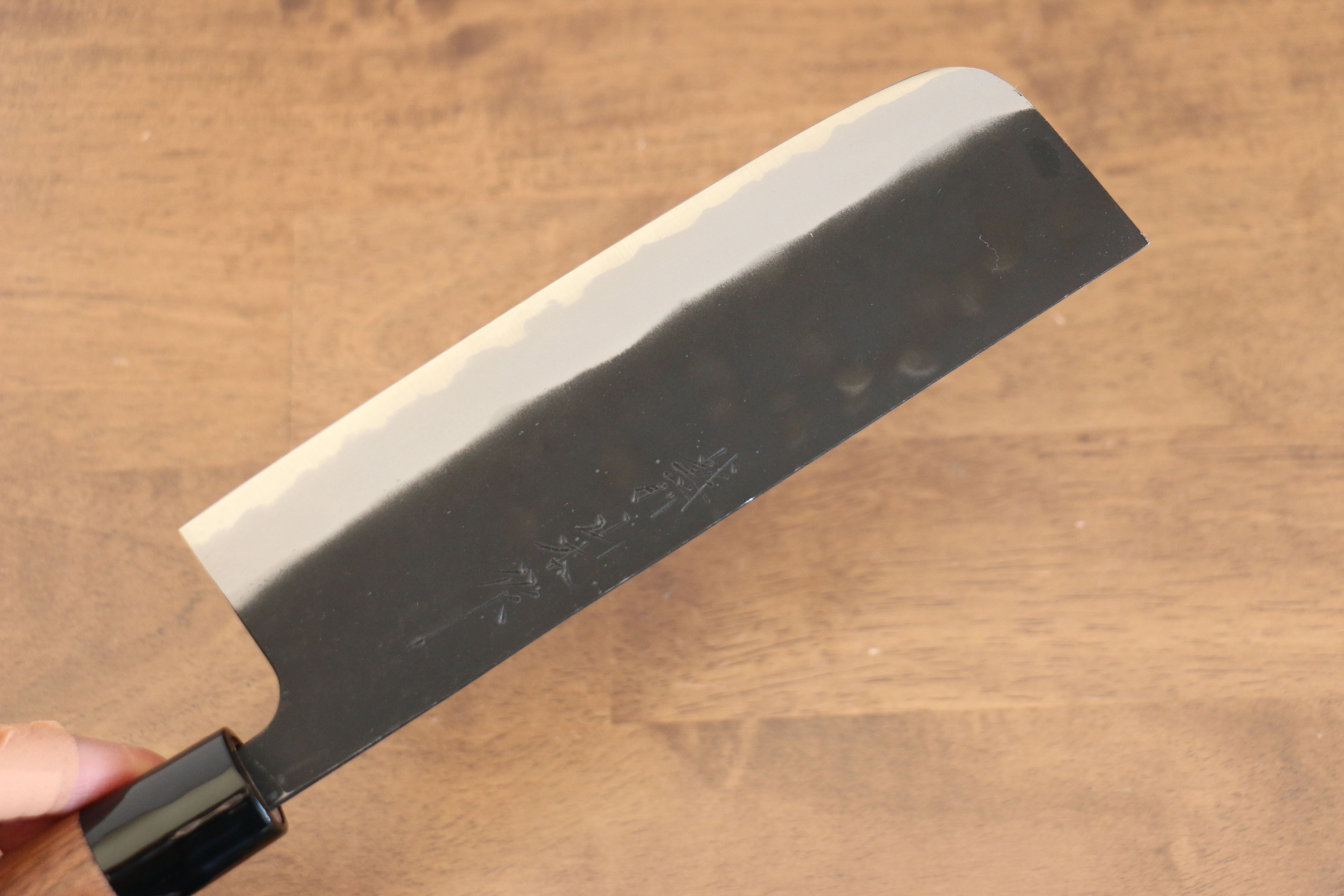 Nao Yamamoto 180mm White Steel Kurouchi Nakiri Knife with Walnut Handle - Professional Japanese Vegetable Knife for Home Chefs & Sushi Preparation