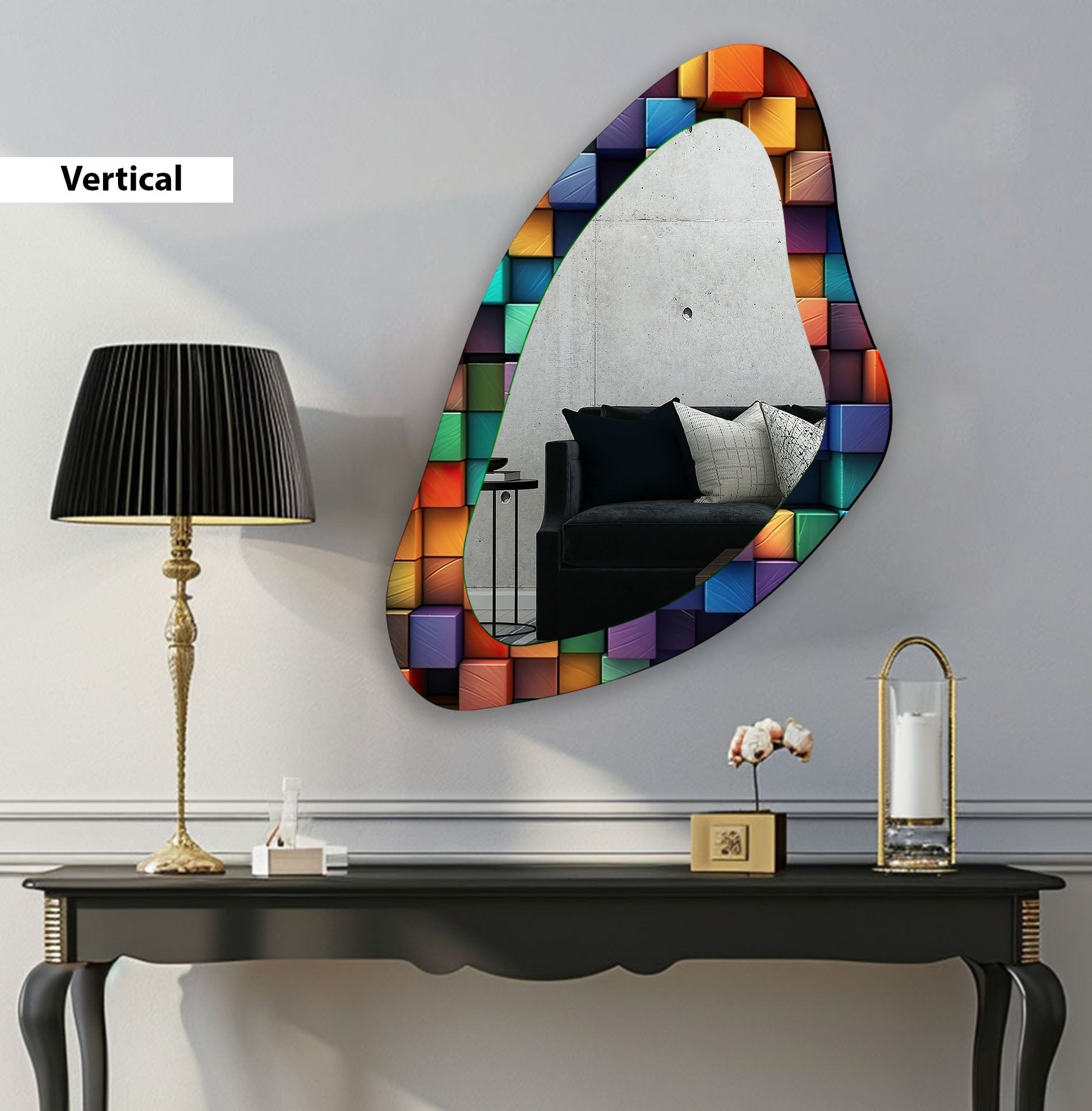 Stylish Modern Glass Wall Mirror - Decorative Round or Square Mirror for Living Room, Bedroom, Bathroom & Entryway Decor