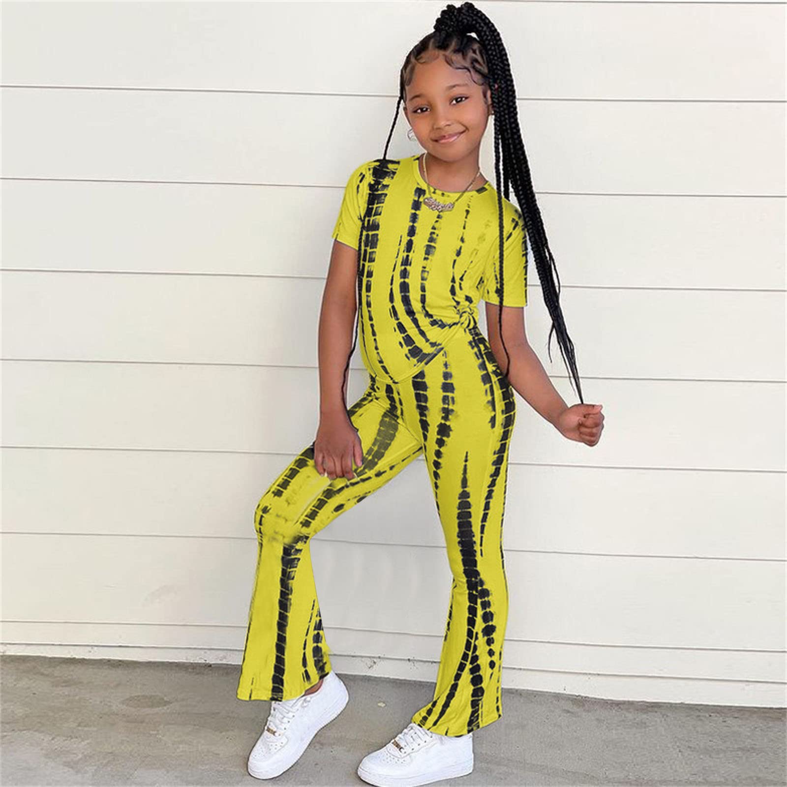 **Adorable Baby Girl Summer Outfit Set - Striped T-Shirt & Flared Pants | Toddler & Kids Fashion | Playtime, Beach & Casual Wear**