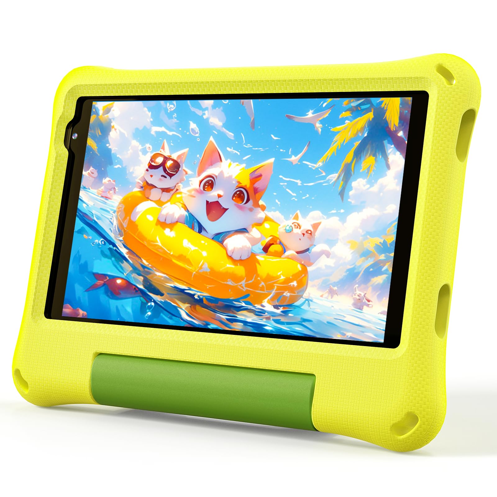 Android 14 Kids Tablet 8 Inch - Octa-Core 8GB RAM 64GB Storage - Child Learning Tablet with WiFi 6, Bluetooth 5.4, Parental Control & EVA Protective Case - Perfect for Toddler Education, YouTube Kids & Home Learning (Yellow)