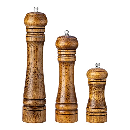 Premium Wooden Pepper Grinder with Adjustable Coarseness - 5 Inch Refillable Salt and Pepper Mill with Ceramic Grinding Core - Perfect for Kitchen, Dining Table & Gourmet Cooking