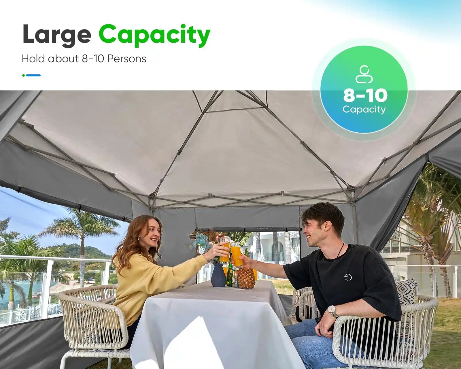 10' x 10' Pop Up Privacy Canopy Tent with Side Walls - Perfect for Outdoor Events, Beach Parties, and Backyard Gatherings