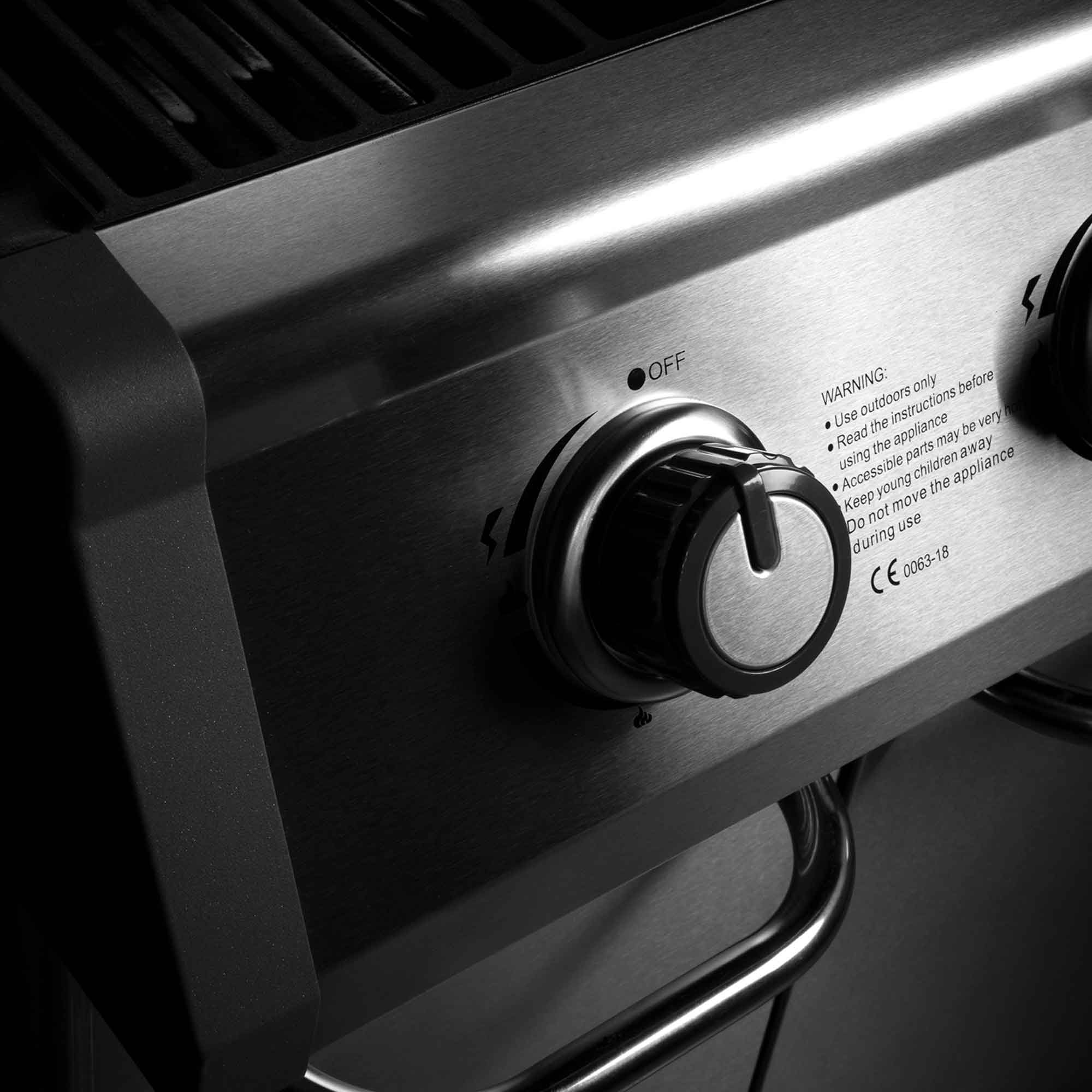 3 Burner Deluxe Gas BBQ Grill with Piezo Ignition - Stainless Steel Outdoor Cooking Grill for Backyard, Camping & Patio Parties - DG16 Model