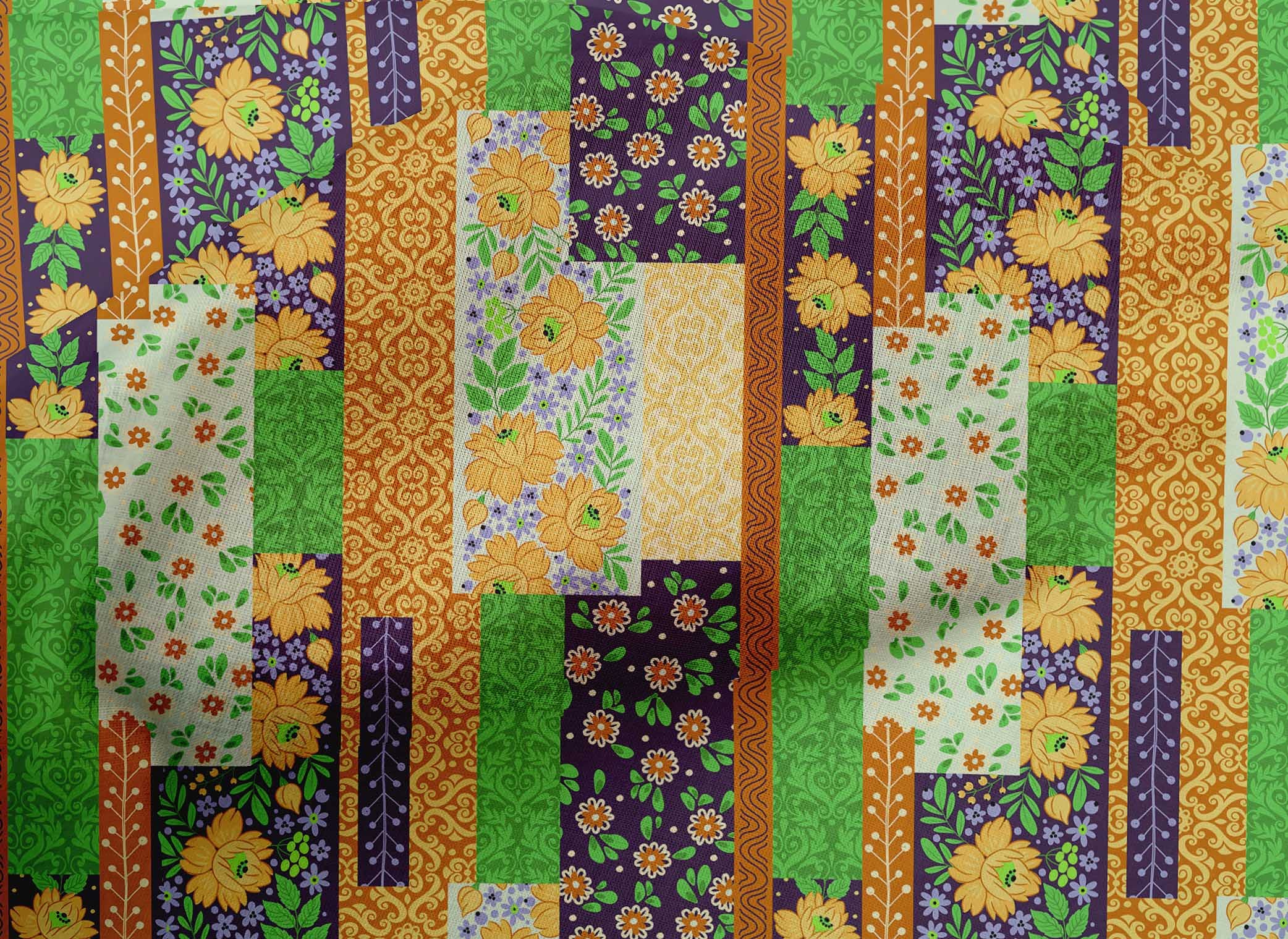 oneOone Cotton Cambric Dark Yellow Floral Print Fabric - 42 Inch Wide Sewing Material by The Yard for DIY Clothing, Dresses, Quilts & Home Decor Projects