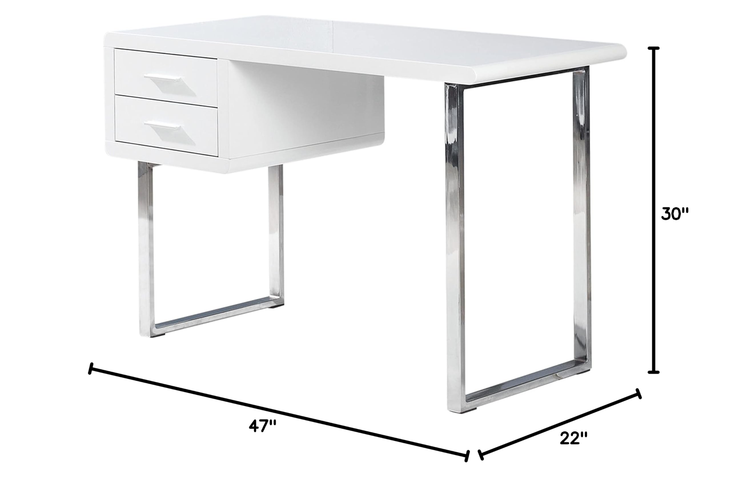 Best Master Furniture Brynna Modern Lacquer Computer Desk - White | Home Office Desk for Work & Study | Compact Writing Table for Small Spaces
