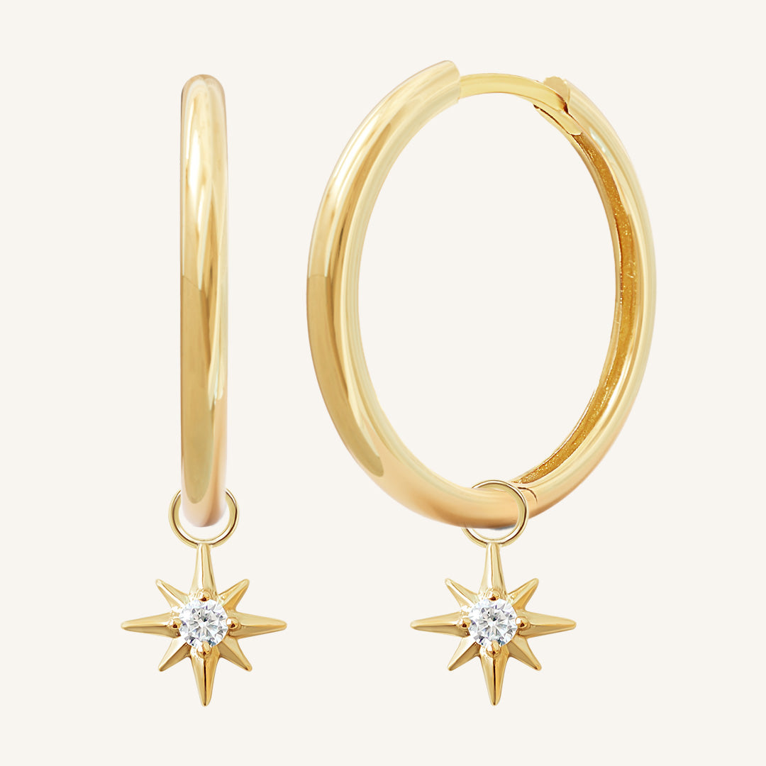 Contentment Star Plain Hoops - Minimalist Sterling Silver Earrings for Women | Everyday Wear, Gift Giving & Special Occasions