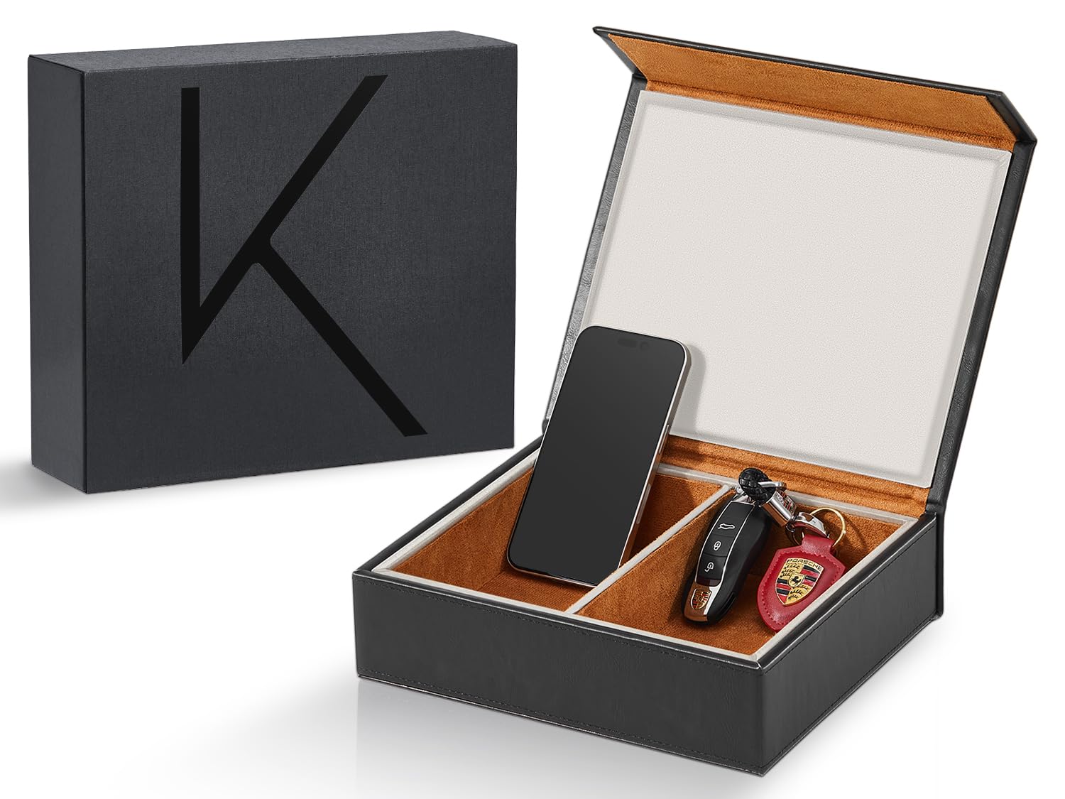 Premium Faraday Key Fob Protector Box - 2 Slot RFID Blocking Case for Car Keys, Anti-Theft Signal Shielding Pouch with High-Grade Leather (Black, XL) - Perfect for Travel, Parking & Vehicle Security