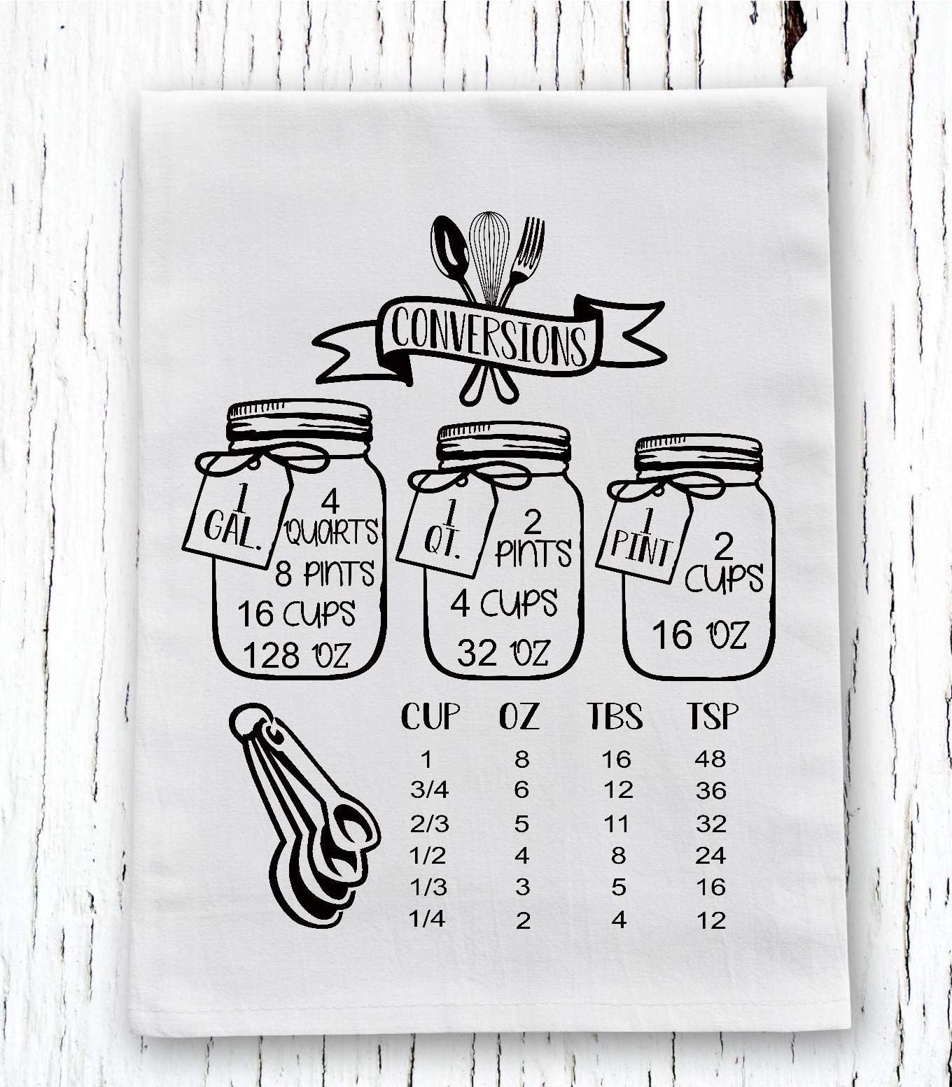 Premium Flour Sack Dish Towels with Kitchen Measurement Conversion Chart - Ultra Absorbent & Quick-Drying Cotton Kitchen Towels for Cooking, Baking & Cleaning - Perfect for Home, Restaurant & Commercial Kitchens