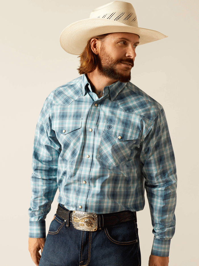 Ariat Men's Pro Series Payton Classic Fit Shirt - Blue | Western Work Shirt for Ranch, Rodeo & Casual Wear