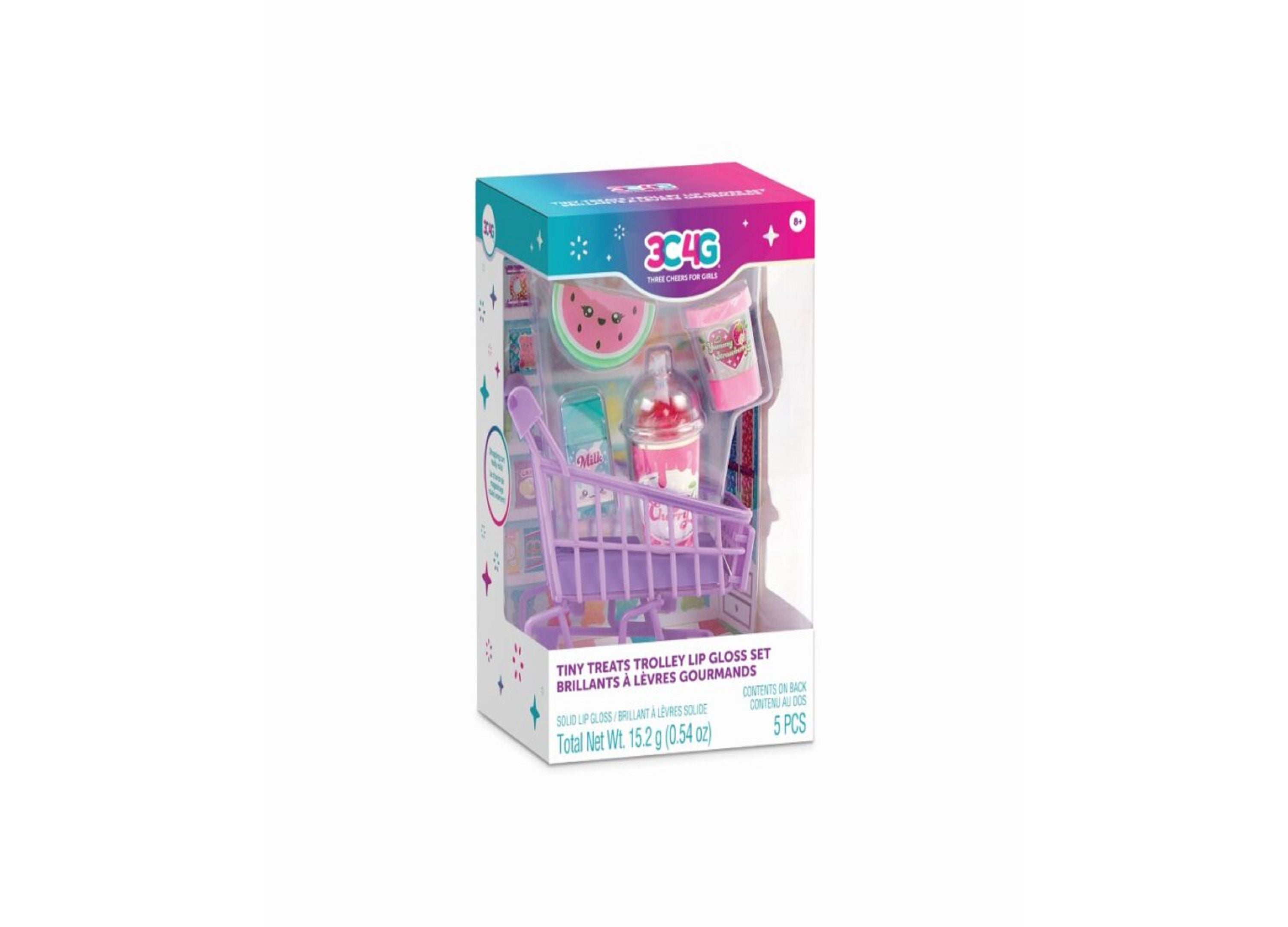 3C4G Tiny Treats Trolley Scented Lip Gloss Set - 12 Flavors Non-Sticky Lip Gloss for Kids & Teens Ages 8-12 - Perfect for Birthday Gifts, Party Favors & School Supplies