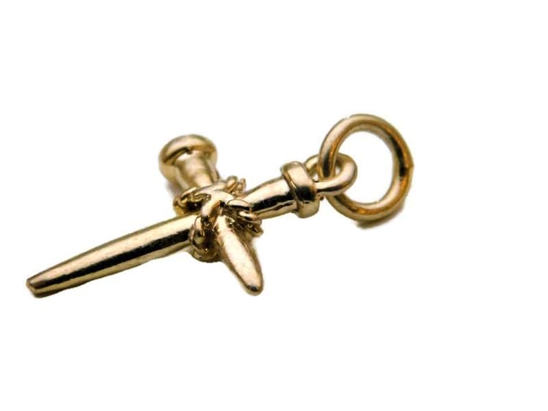 14K Solid Yellow Gold Cross of Nails Charm Pendant - Religious Jewelry for Women, Christian Gift, Baptism & Confirmation Present, Everyday Faith Accessory