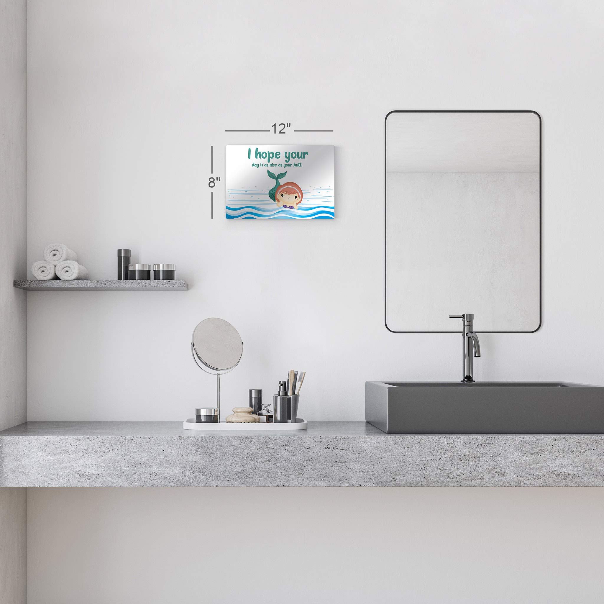 Funny Bathroom Wall Art - 'I Hope Your Day is as Nice as Your Butt' Metal Print Sign | 16x24 Inch Ready-to-Hang Bathroom Decor | Humorous Quote for Home, Kids Room & Office | Made in USA