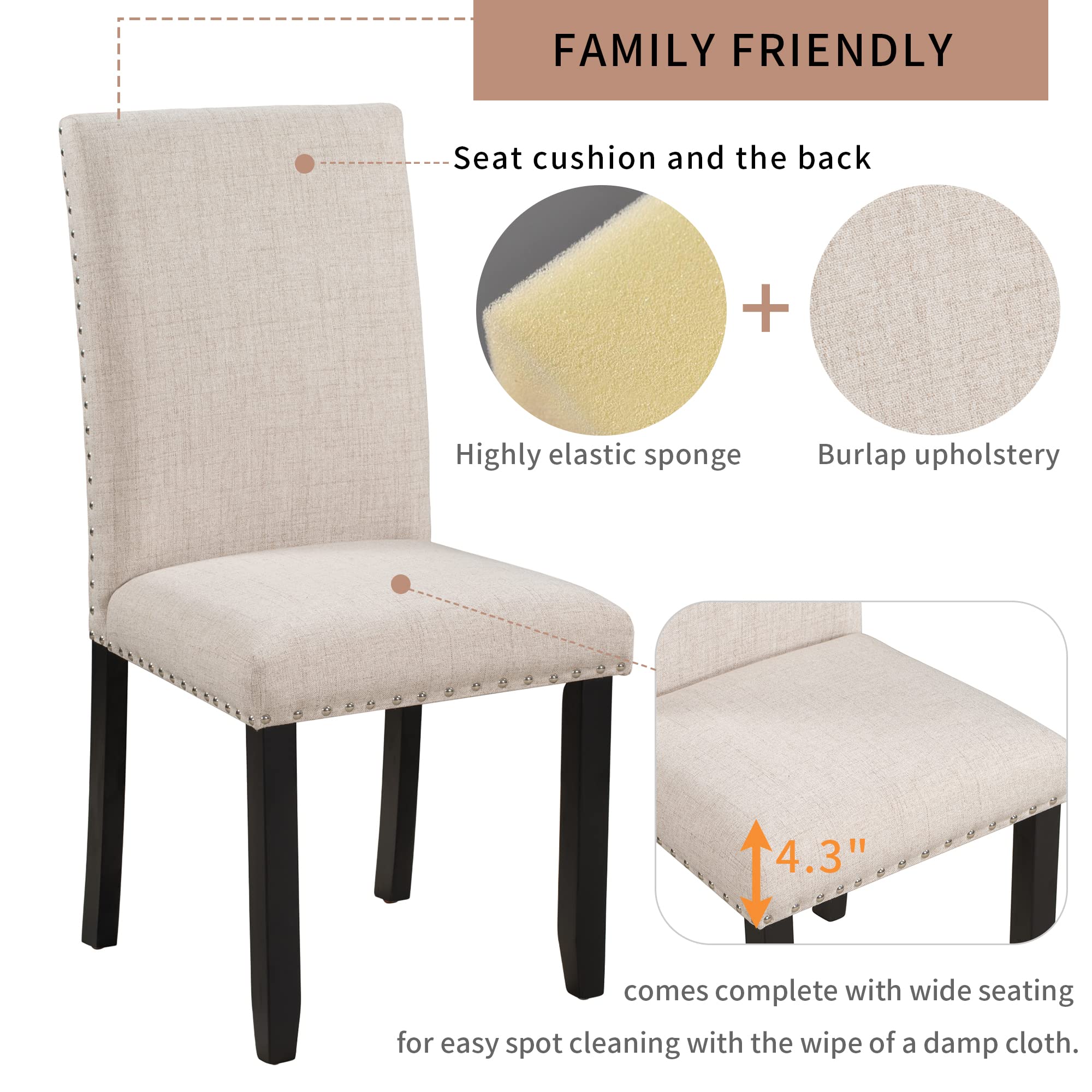 LZ LEISURE ZONE 4-Piece Dining Table Set with Chairs - Modern Kitchen & Dining Room Furniture for Home or Restaurant - White/Beige & Black Color Options - Perfect for Small Spaces, Family Meals, and Entertaining Guests