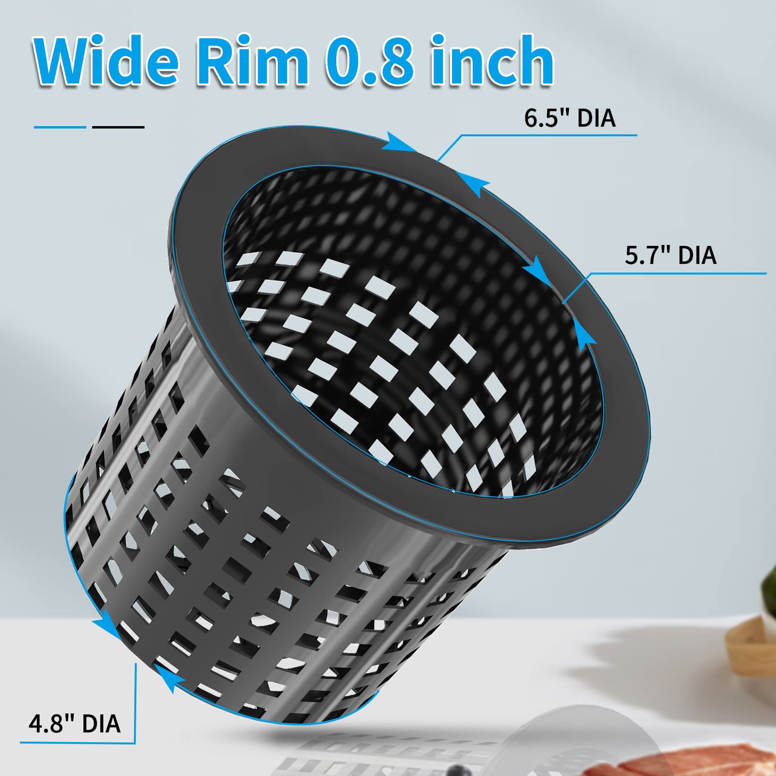 5 Pack 6 Inch Net Pots for Hydroponics - Wide Lip Bucket Basket for Hydroponic & DWC Bucket Systems | Perfect for Indoor Gardening, Hydroponic Vegetables, and Herb Growing