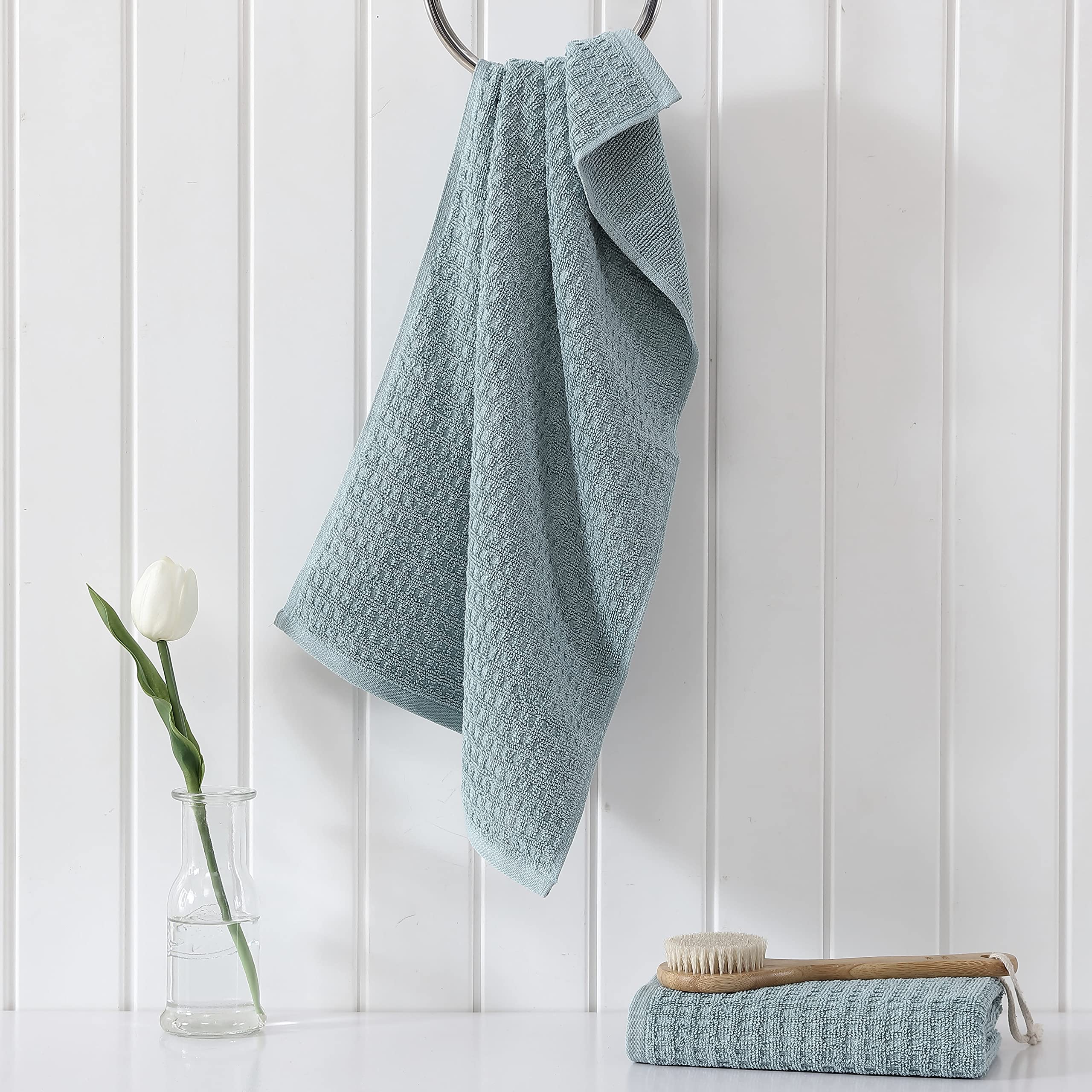 Tommy Bahama Soft & Absorbent Cotton Hand Towels Set of 2 - Low Linting, Fade Resistant, Northern Pacific Turquoise - Perfect for Bathroom, Kitchen & Beach Use
