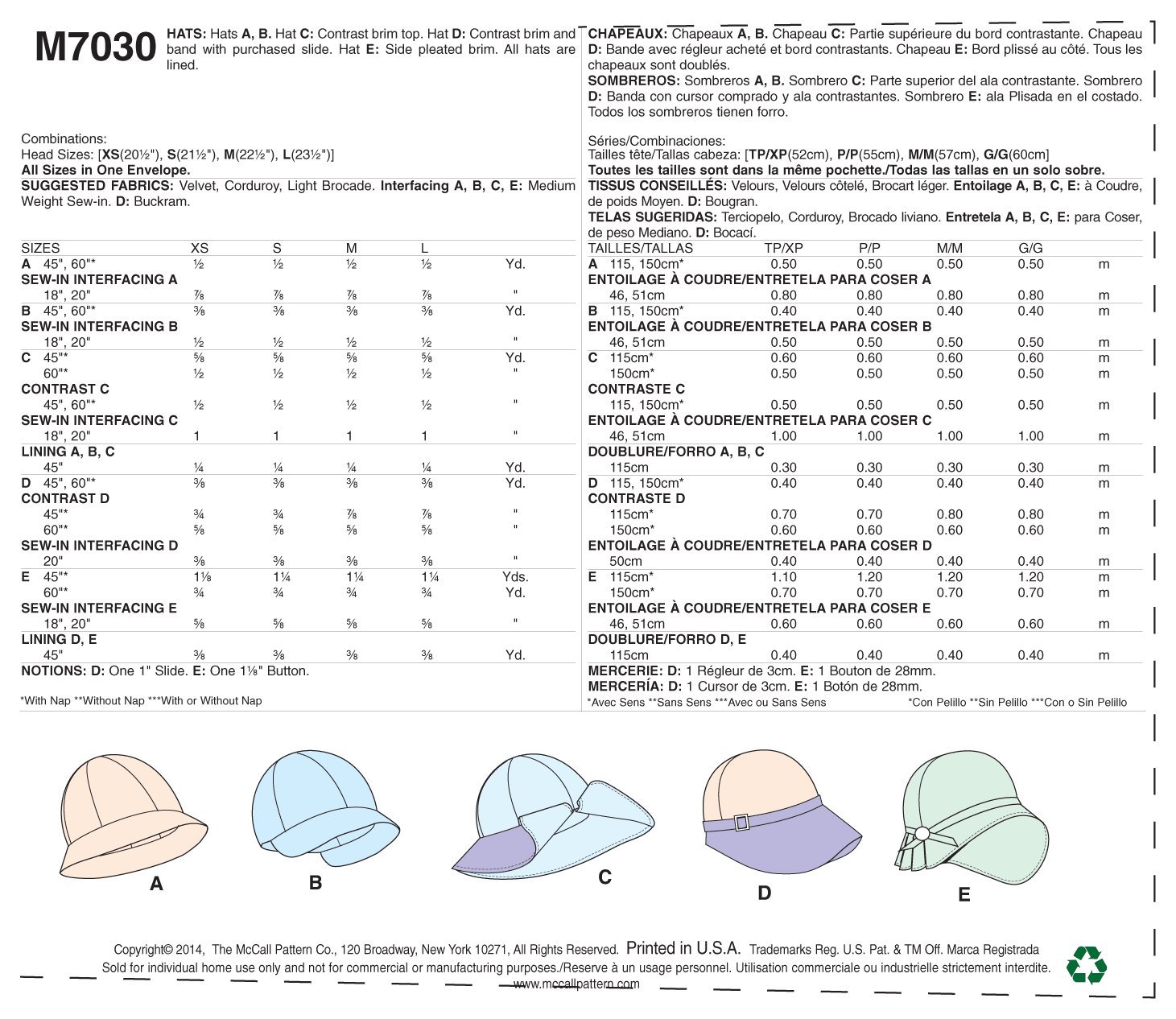 McCall's M7030 Hat Sewing Patterns - Easy DIY Women's & Men's Hat Making Kit for Costumes, Fashion & Seasonal Wear | Perfect for Cosplay, Winter Hats & Summer Sun Protection