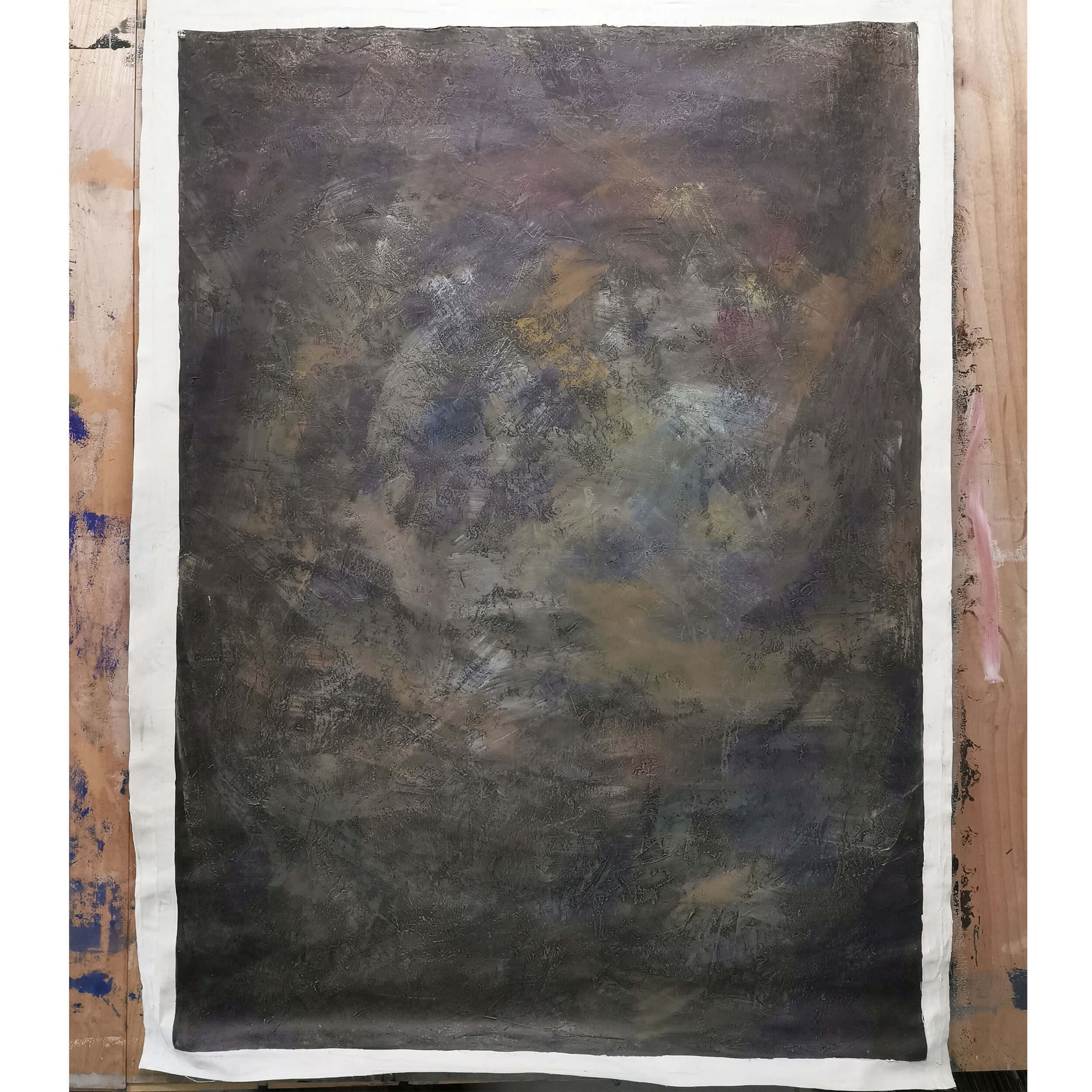 Handmade Impasto Textured Canvas Painting Backdrop 1.6x2.2m - Stone Moss Color | Perfect for Photo Studio, Home Decor & Artistic Backgrounds (HP NS)