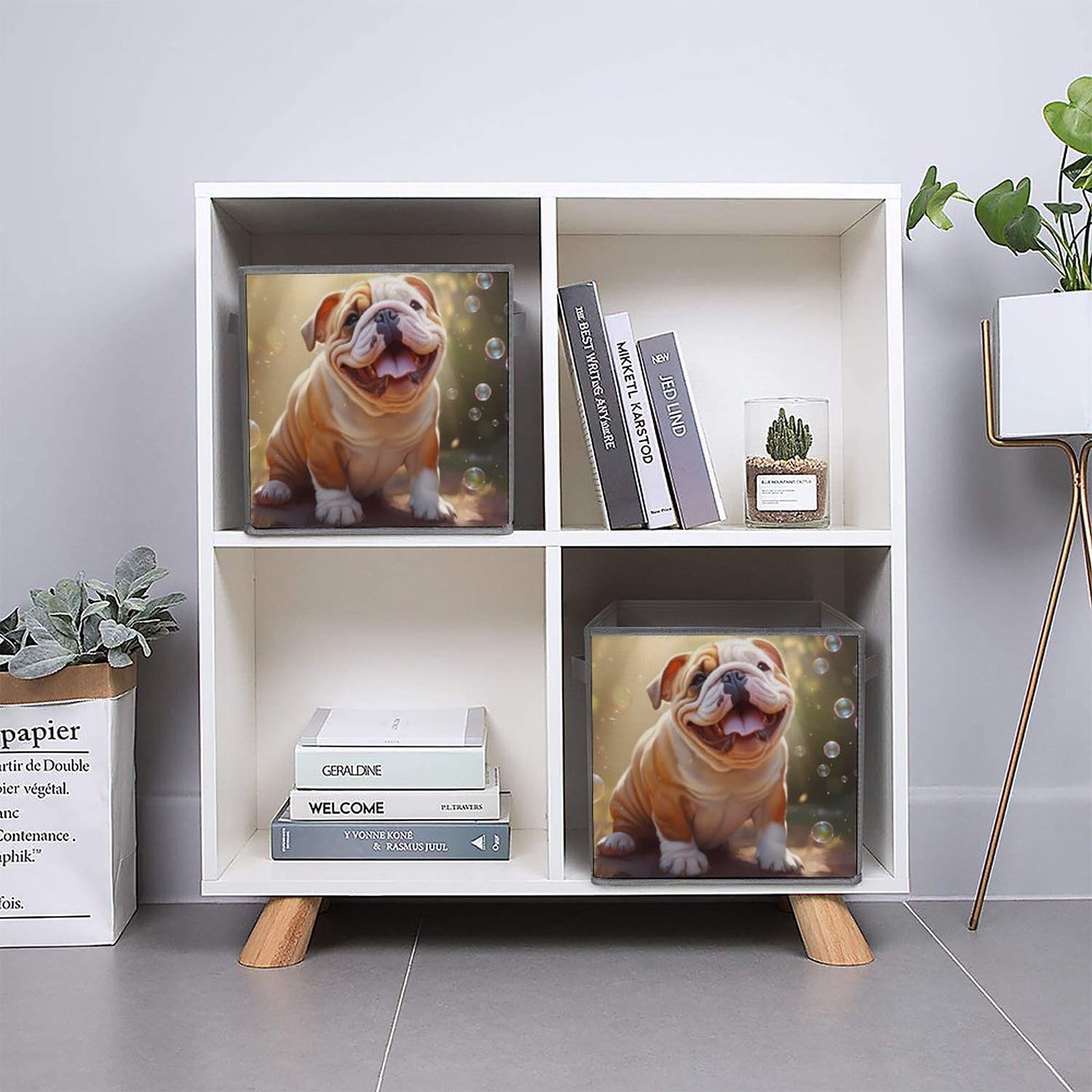 French Bulldog Storage Bins 2PCS - Foldable Organizers with Handles for Home & Office