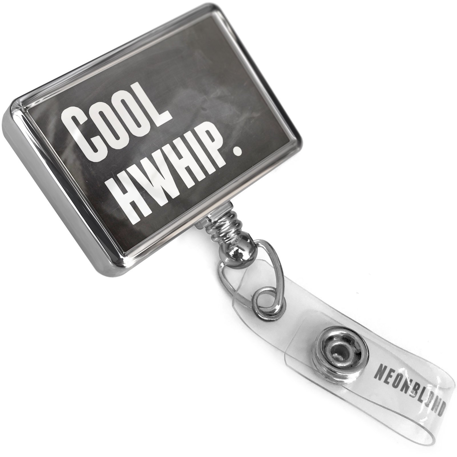 Retractable ID Badge Holder with Bulldog Belt Clip - Plastic Badge Reel for Work, Security, and Events - Neonblond Cool Whip Design - Perfect for Nurses, Teachers, and Office Professionals