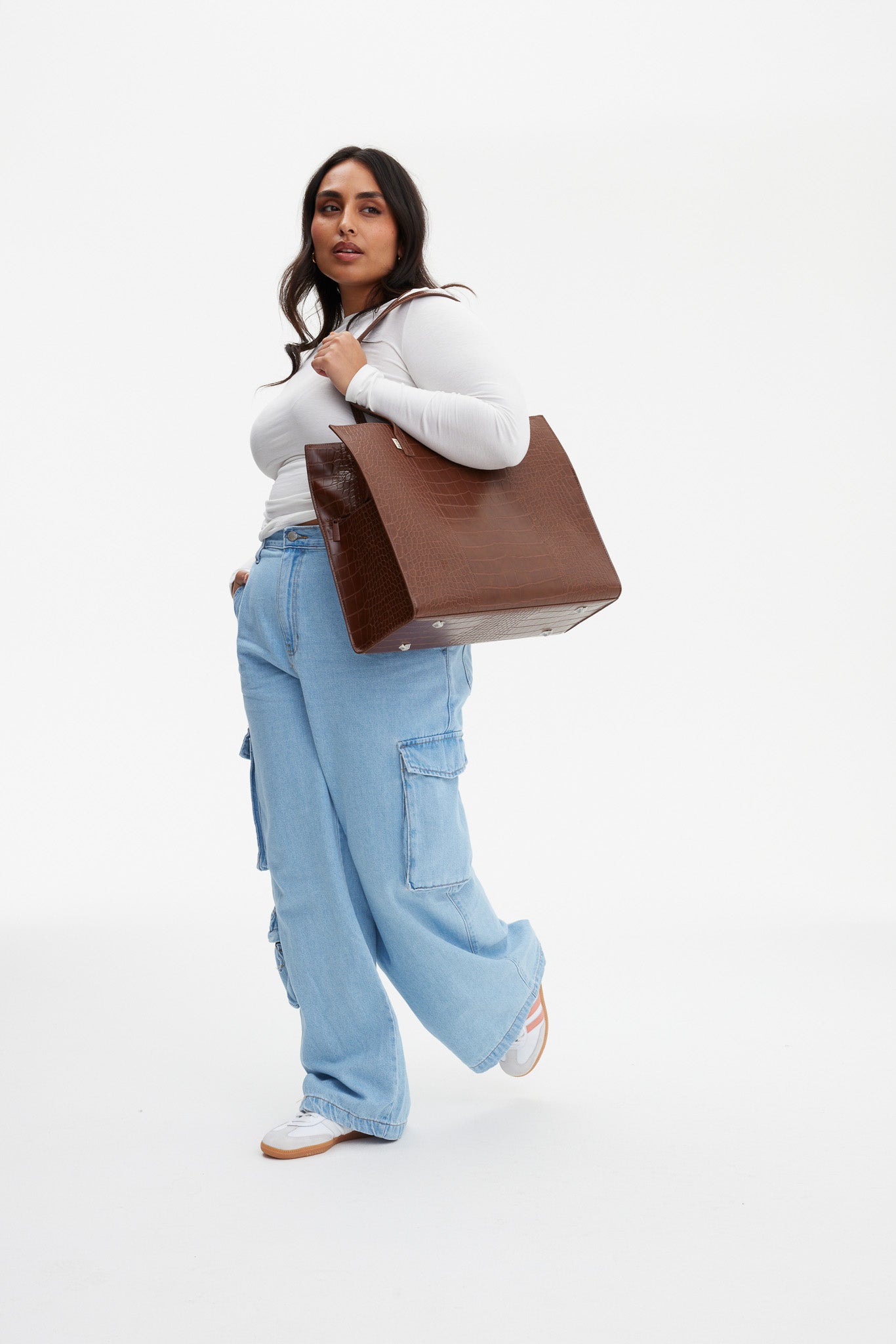 Premium Large Work Tote Bag in Maple Croc Leather - Stylish & Spacious Professional Office Bag for Women, Perfect for Business, Commuting & Travel